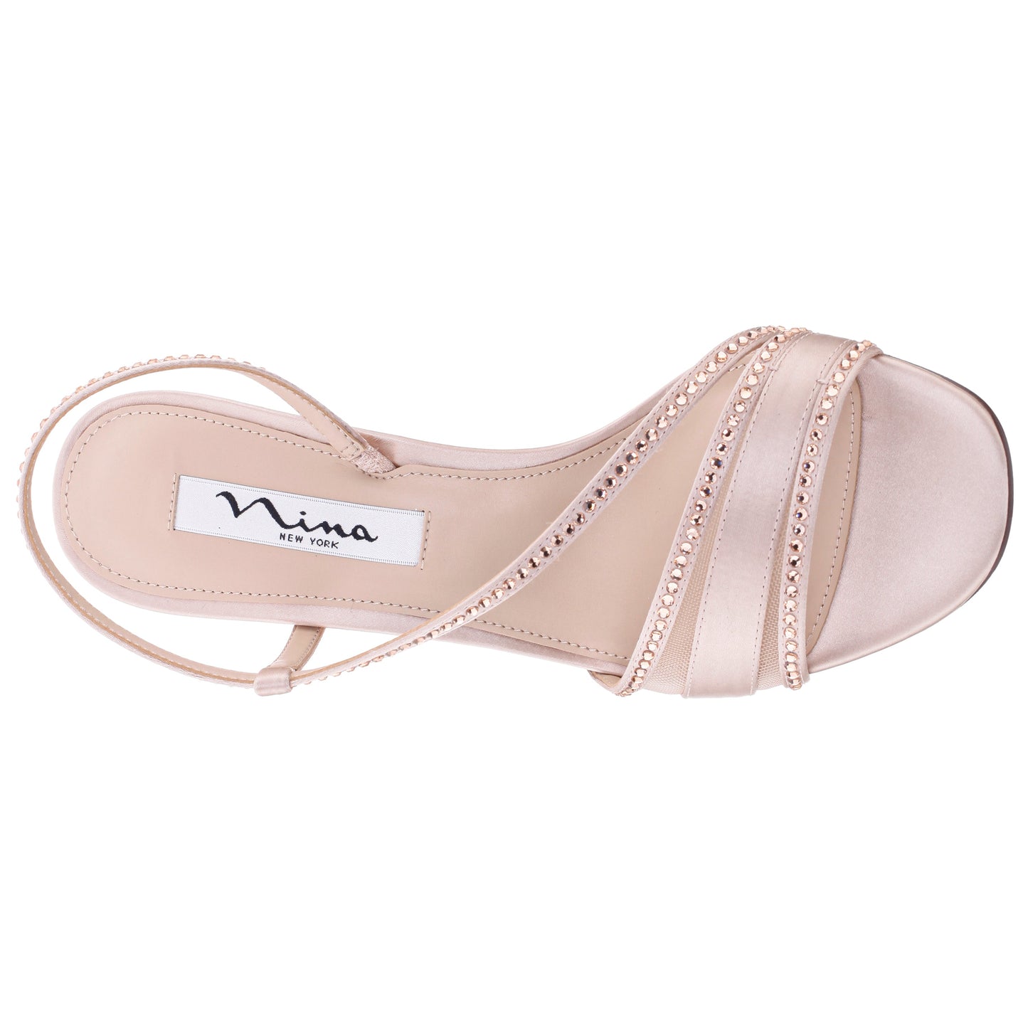 Nina Shoes Abbi Pearl Rose Satin Mid-Heel Sandal