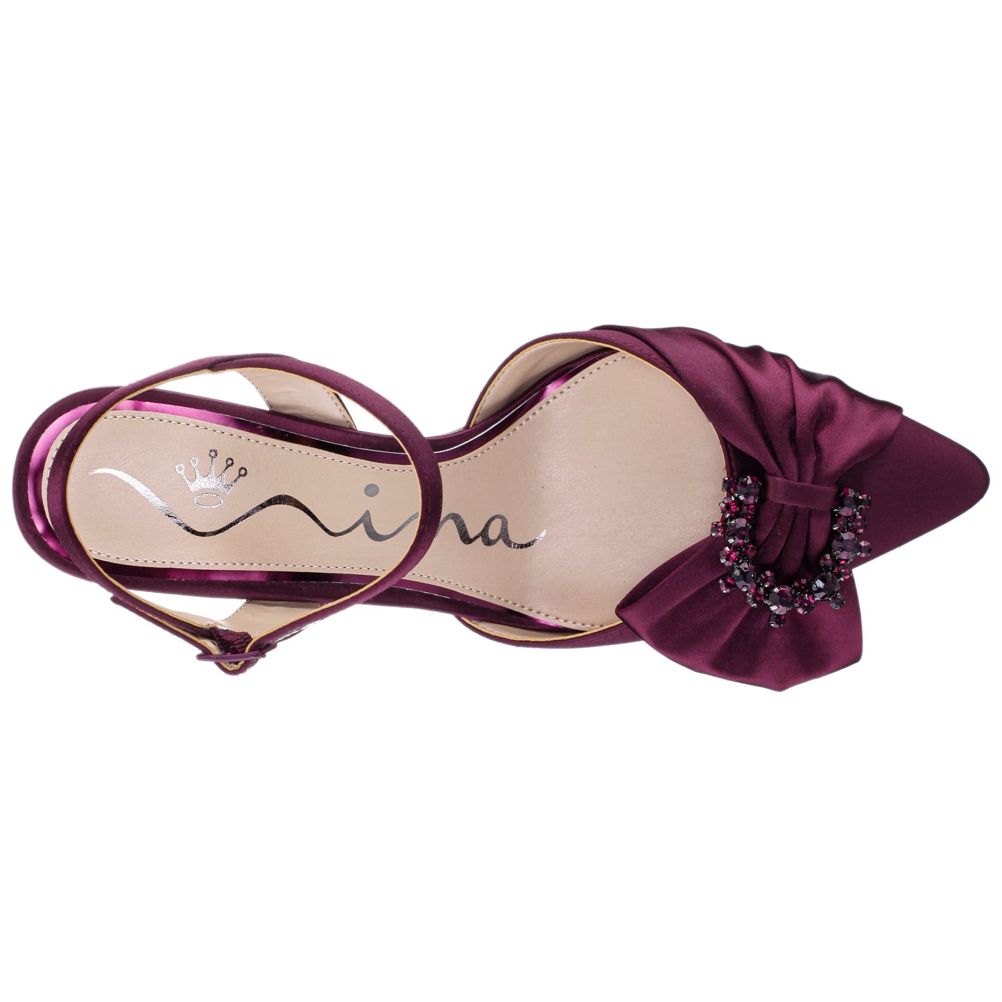 Nina Shoes Naomia Red Satin Mid-Heel Pump