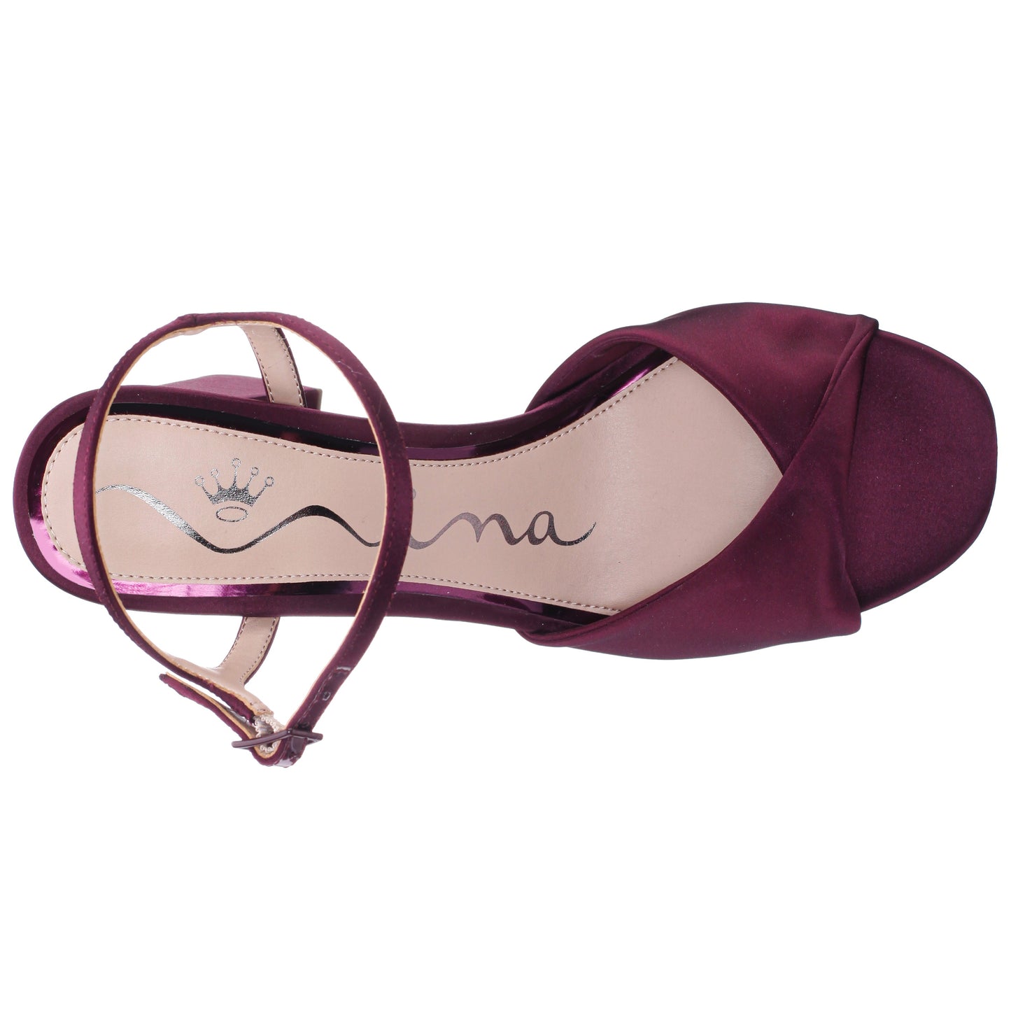 Nina Shoes Suzon Red Satin Block Mid-Heel Platform Sandal