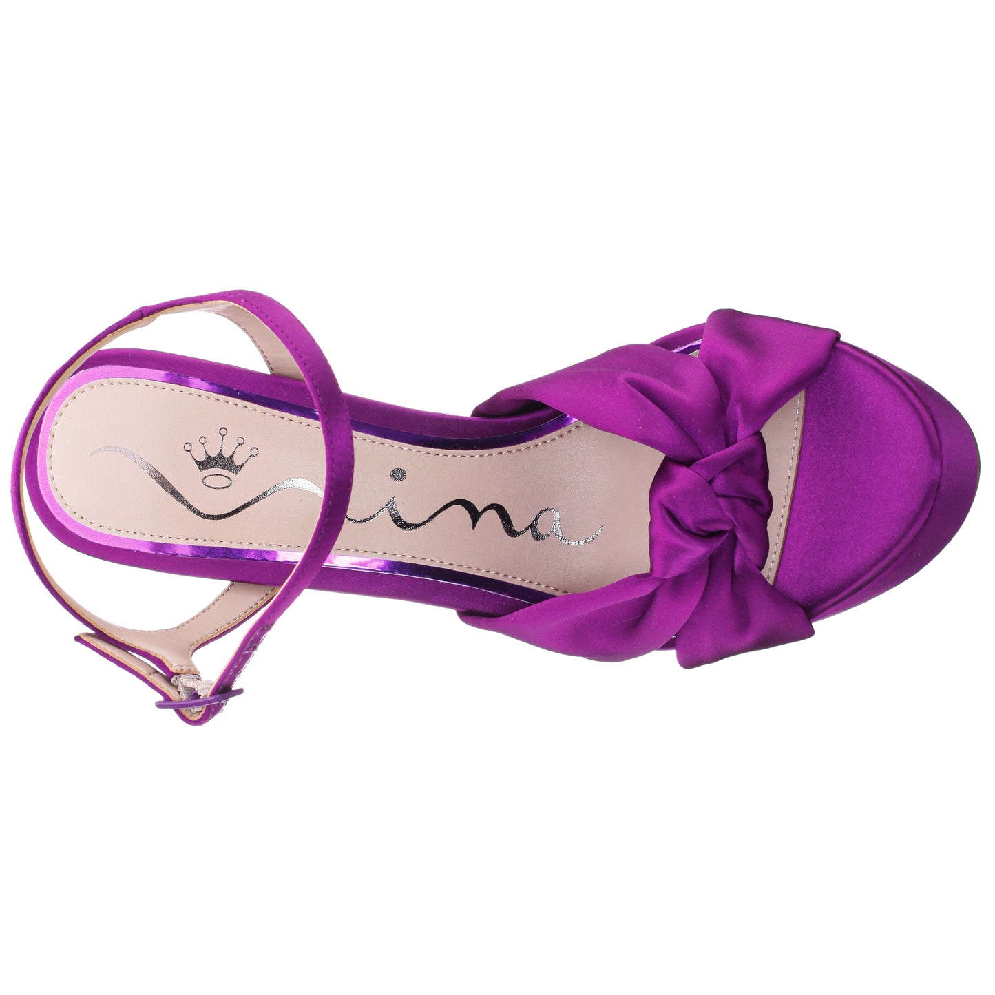 Nina Shoes Sherlee Purple Satin Ultra-High Block Heel Platform Sandal