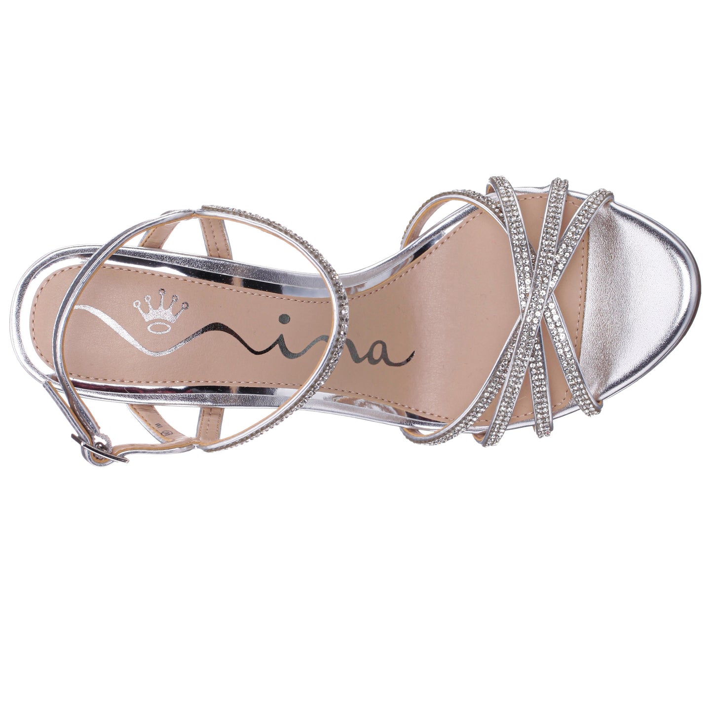 Nina Shoes Sybel Silver Metallic Ultra-High Block Heel Platform Sandal