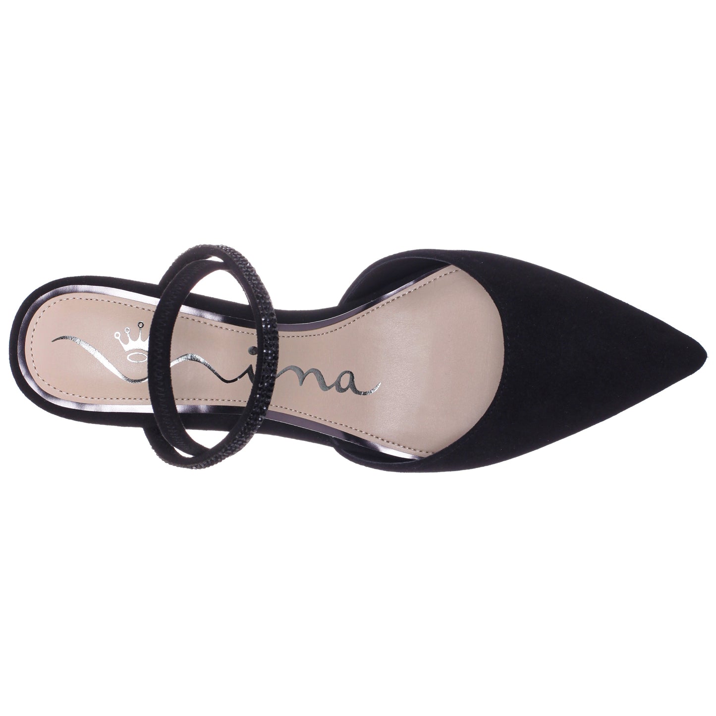Nina Shoes Billie Black Glam Suede Mid-Heel Pumps