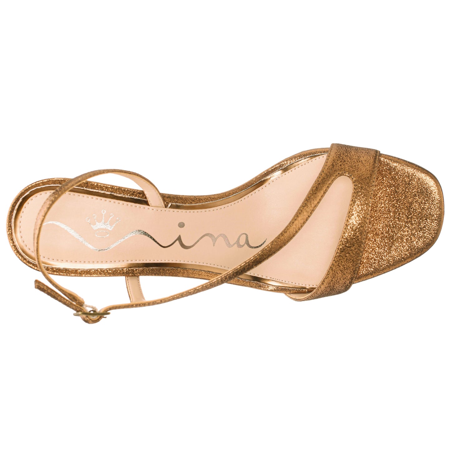 Nina Shoes Bubbles Brown Textured Metallic Mid-Heel Sandal