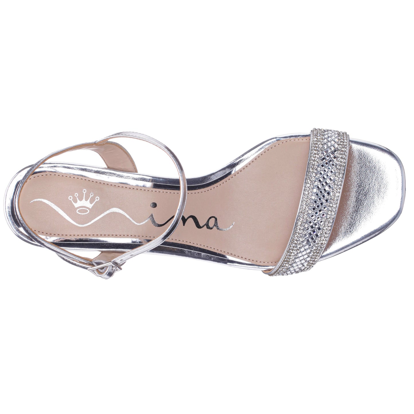 Nina Shoes Vonda Silver Metallic Foil Low-Heel Wedge Sandal