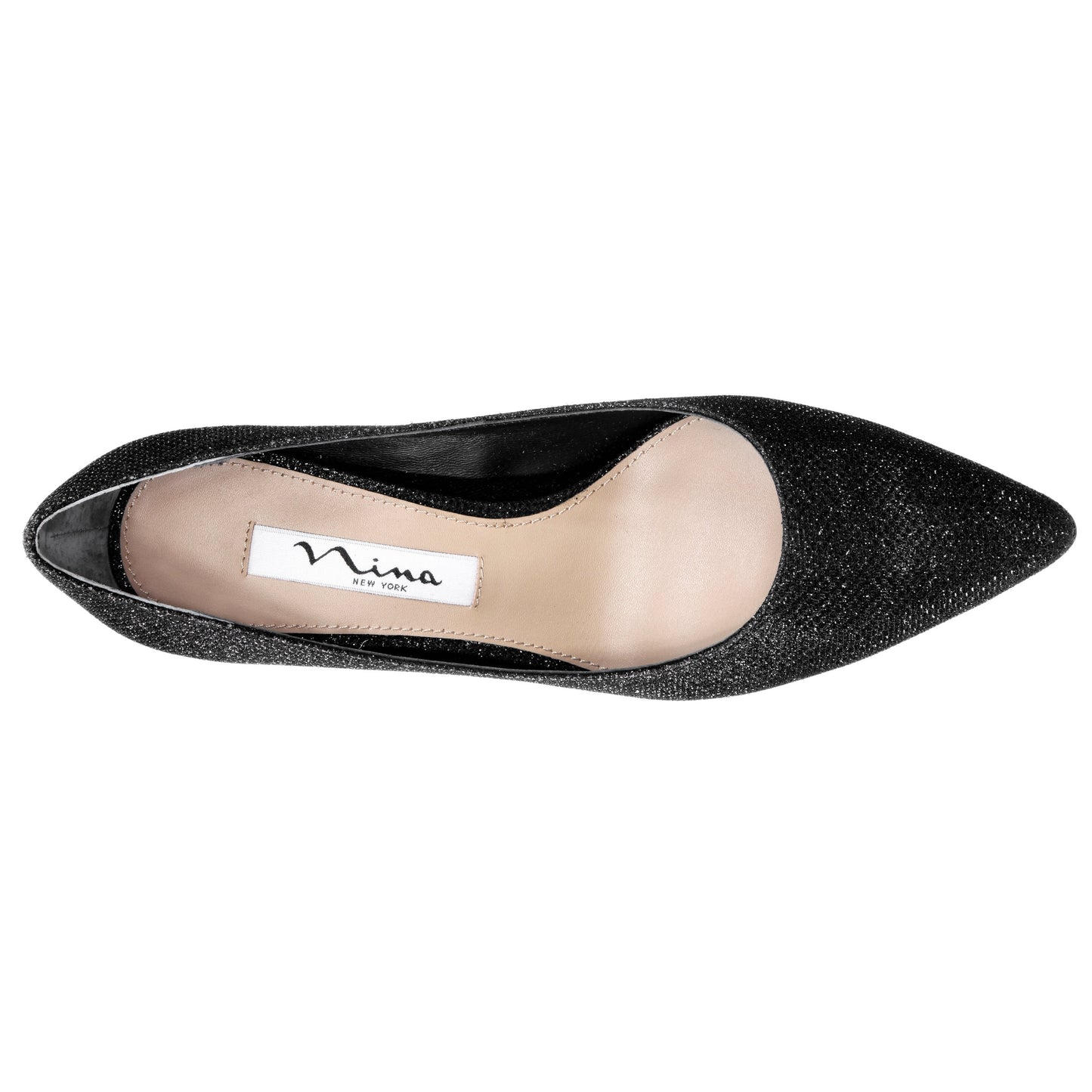 Nina Shoes Nina60 Noir Metallic Textured Mid-Heel Classic Pump