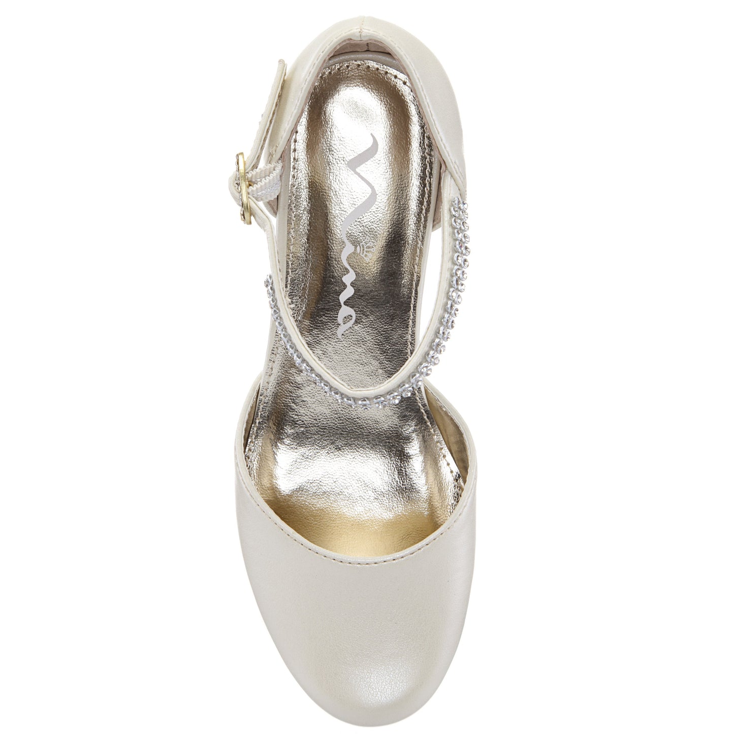 Nina Shoes Girls Cera Beige Pearlized Dress Shoes with Rhinestones