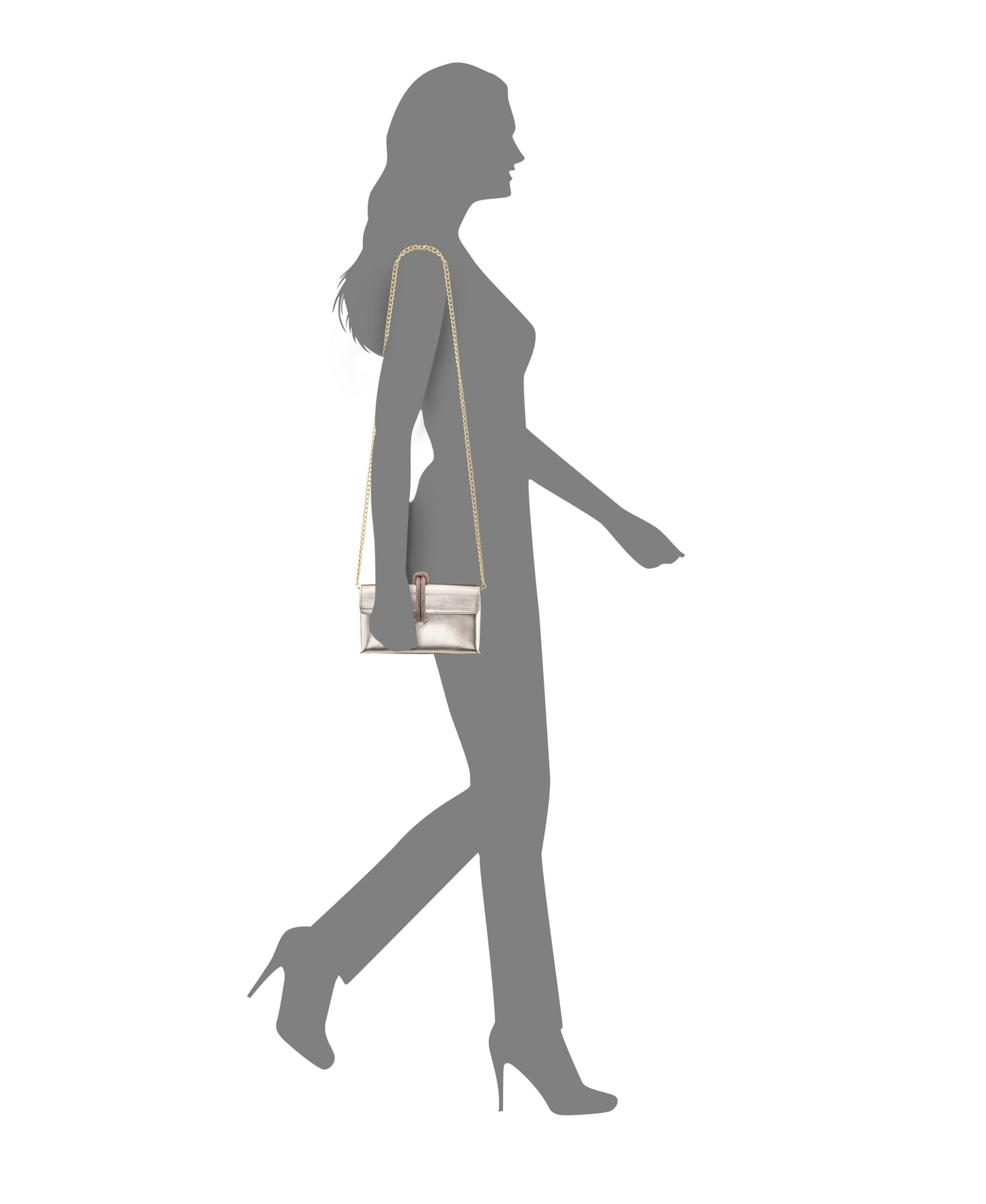 Nina Shoes Kaylee Platino Luna Foil PU / Glass Crystal Handle Bag