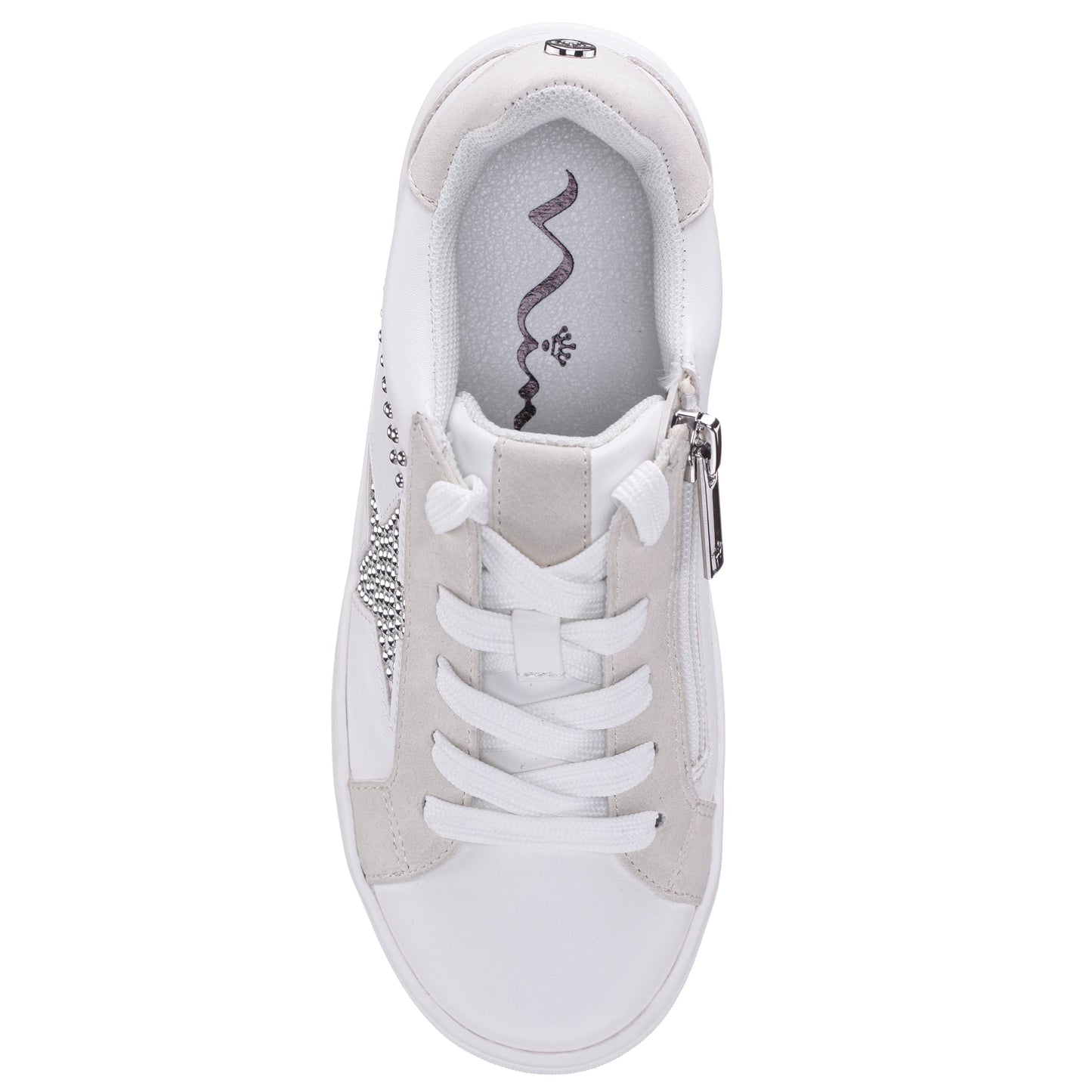 Nina Shoes Girls Zicky White lace up star studded sneakers
