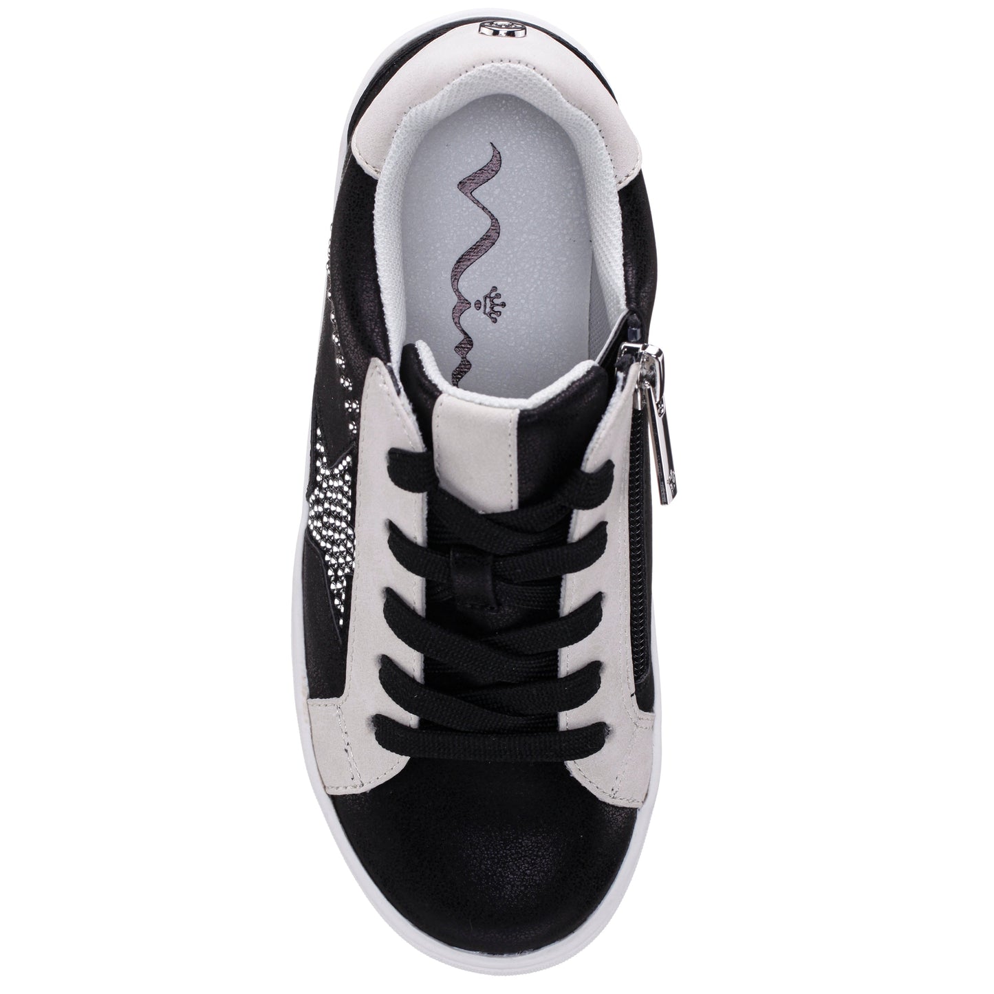 Nina Shoes Girls Zicky black lace up star studded sneakers