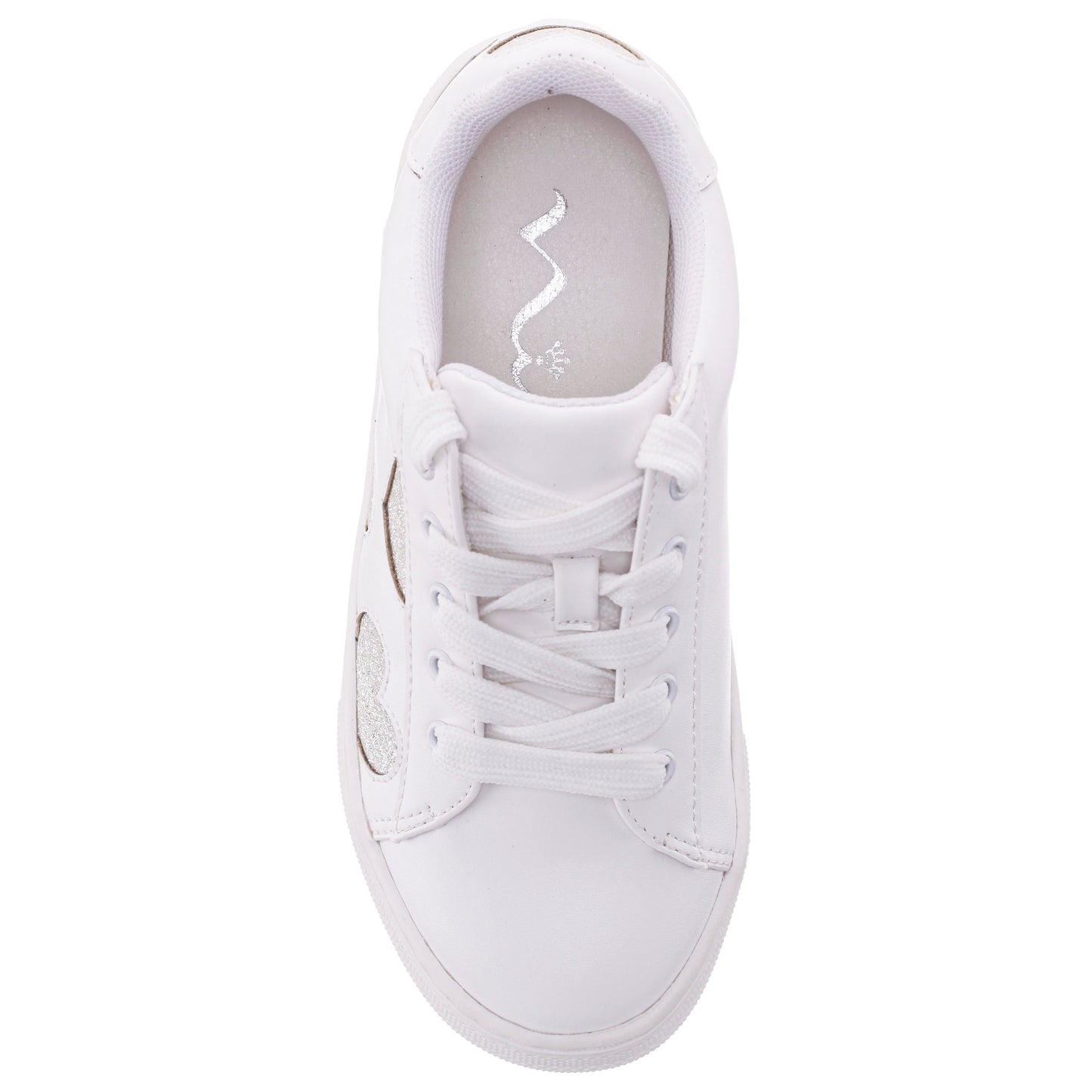 Nina Shoes Girls Esti White lace up sneakers with hearts