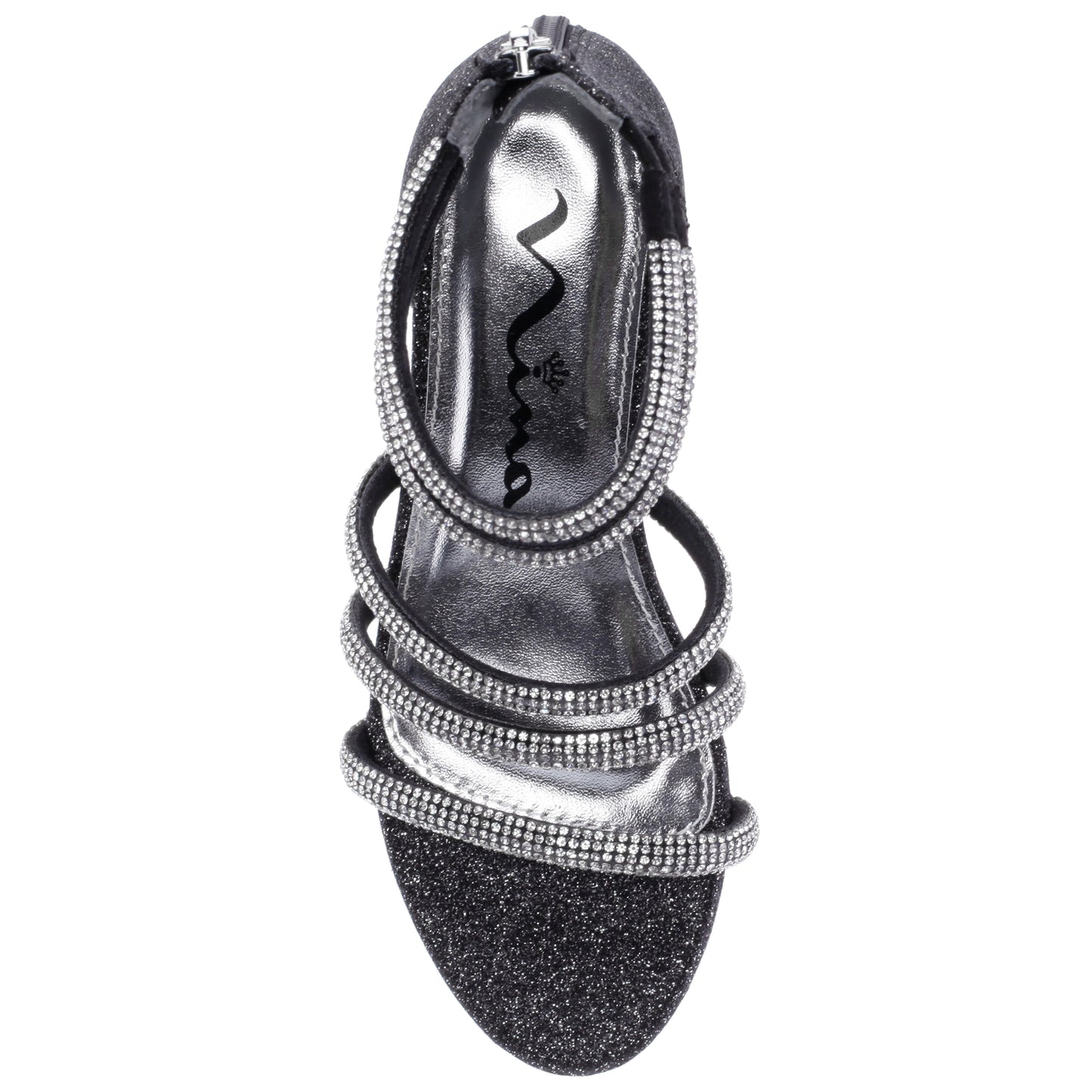 Nina Shoes Girls Sparklar Black Glitter Rhinestone Dress Sandals