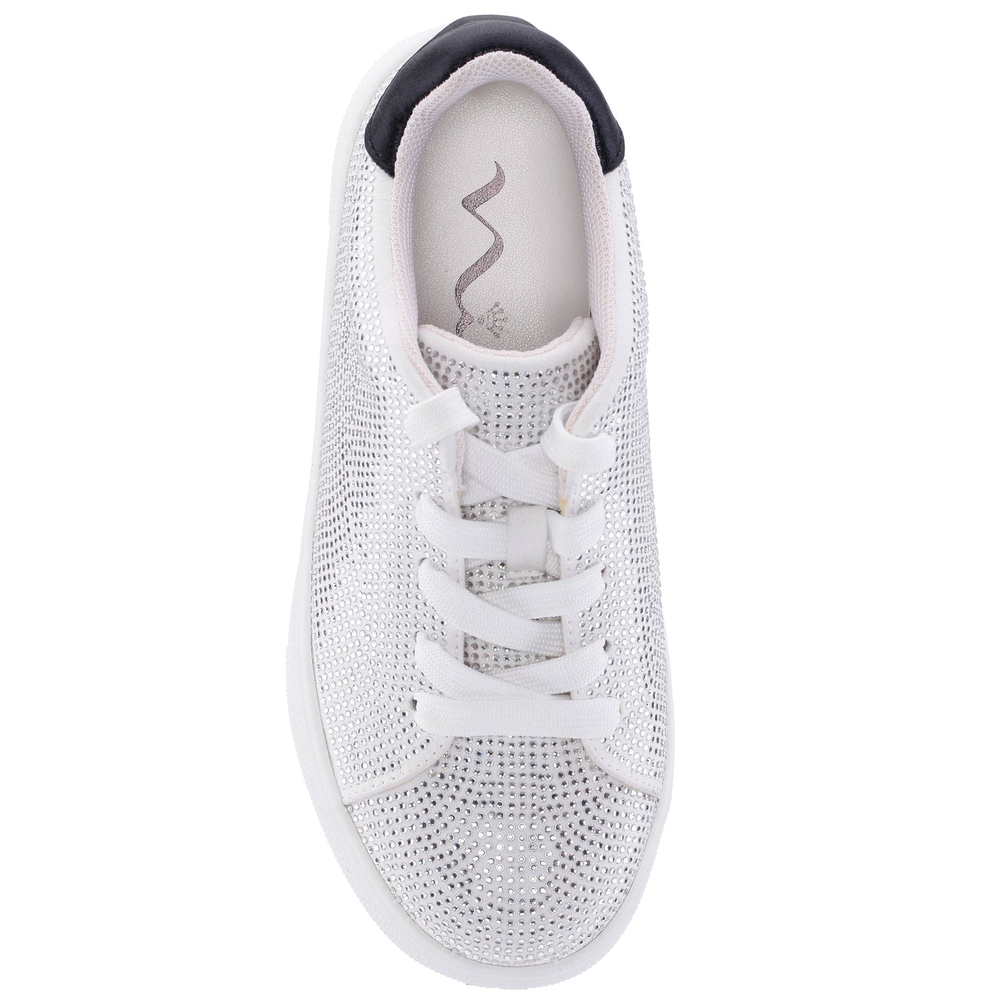 Nina Shoes Girls Gigee White Rhinestone Low Top Sneakers