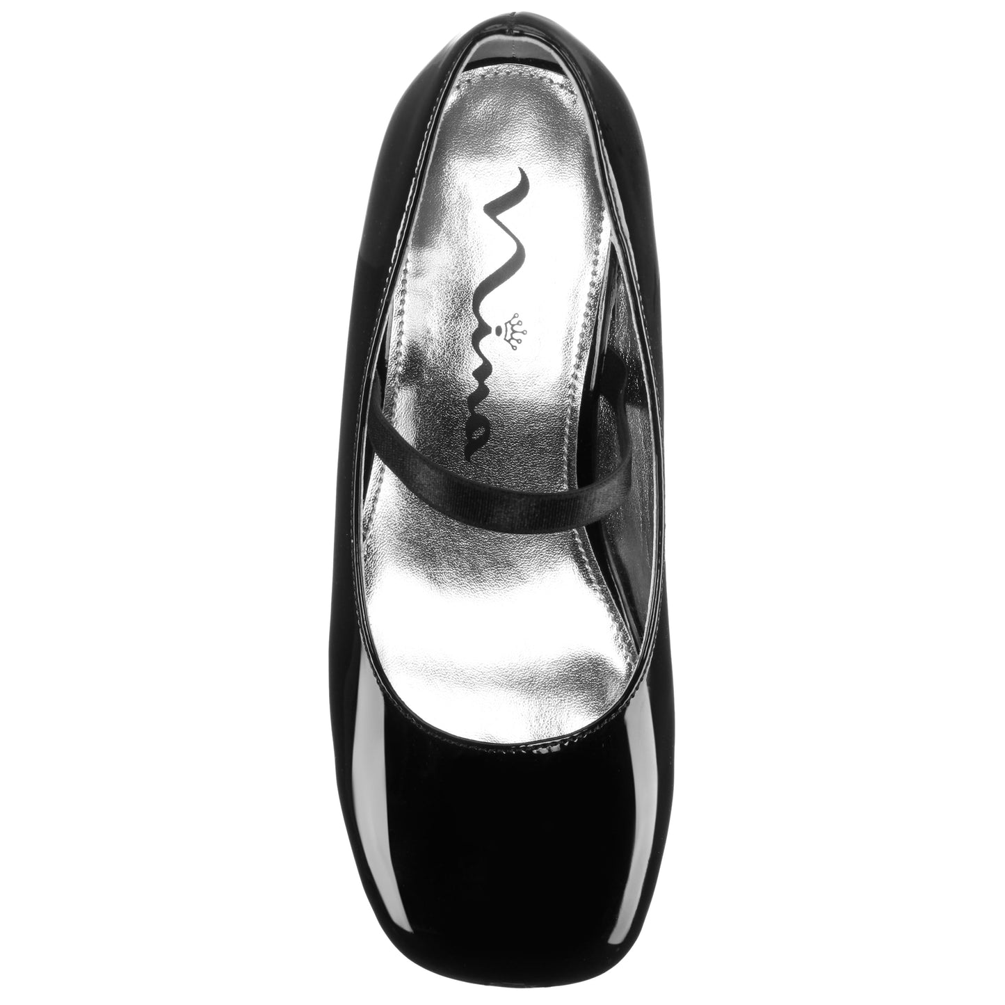 Nina Shoes Girls Tevi Black Patent Elastic Strap Dress Shoes