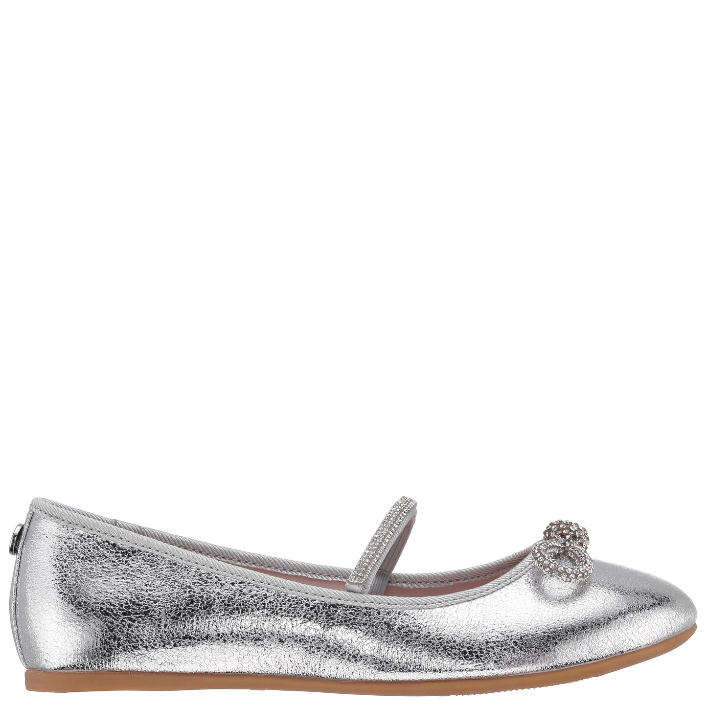 Nina Shoes Girls Kendalla Silver Crackle Metallic Ballet Flats