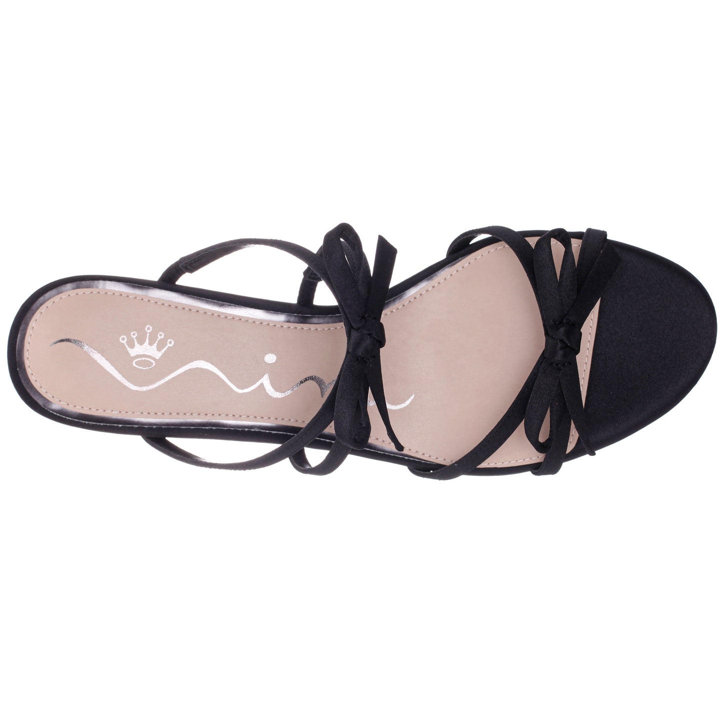 Nina Shoes Gaby Black Satin with Bows on a Block-Heel Slide