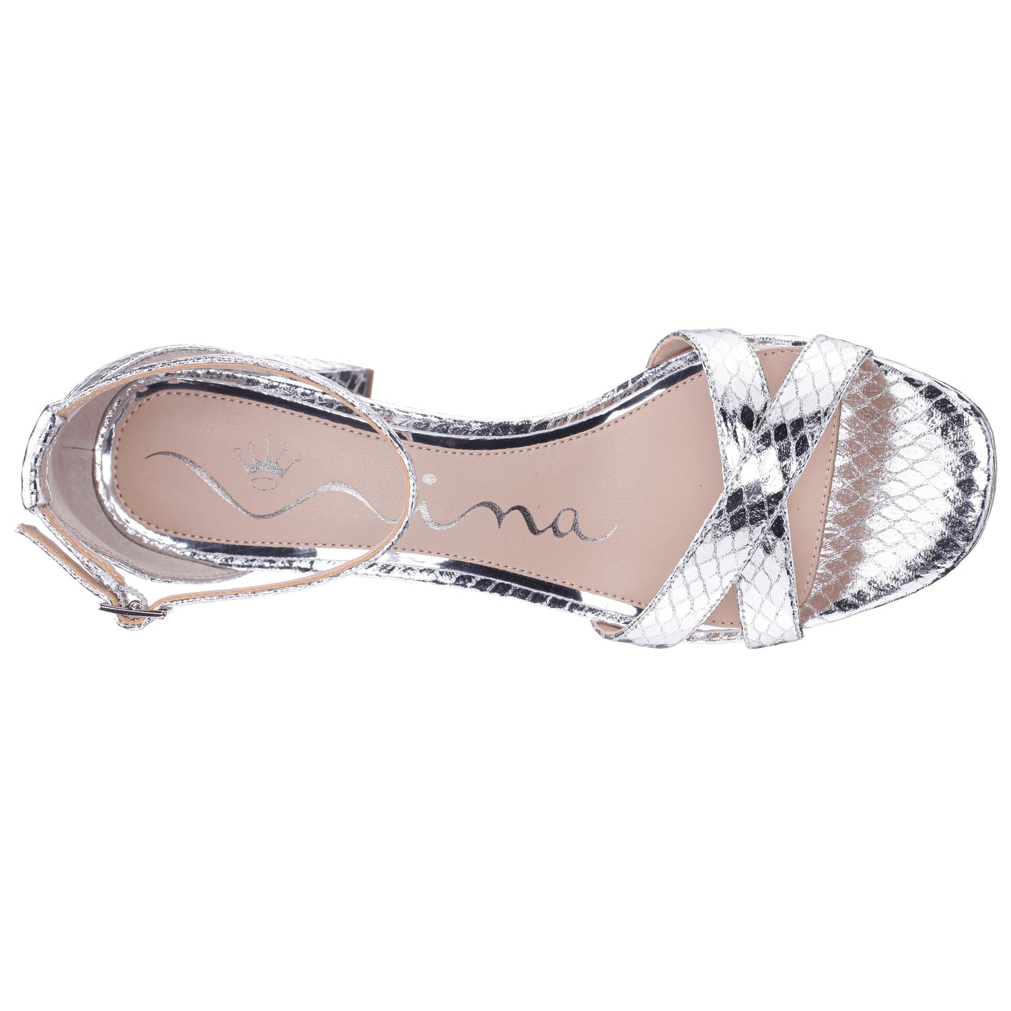 Nina Shoes Beau Silver Snake Block-Heel Platform Sandals