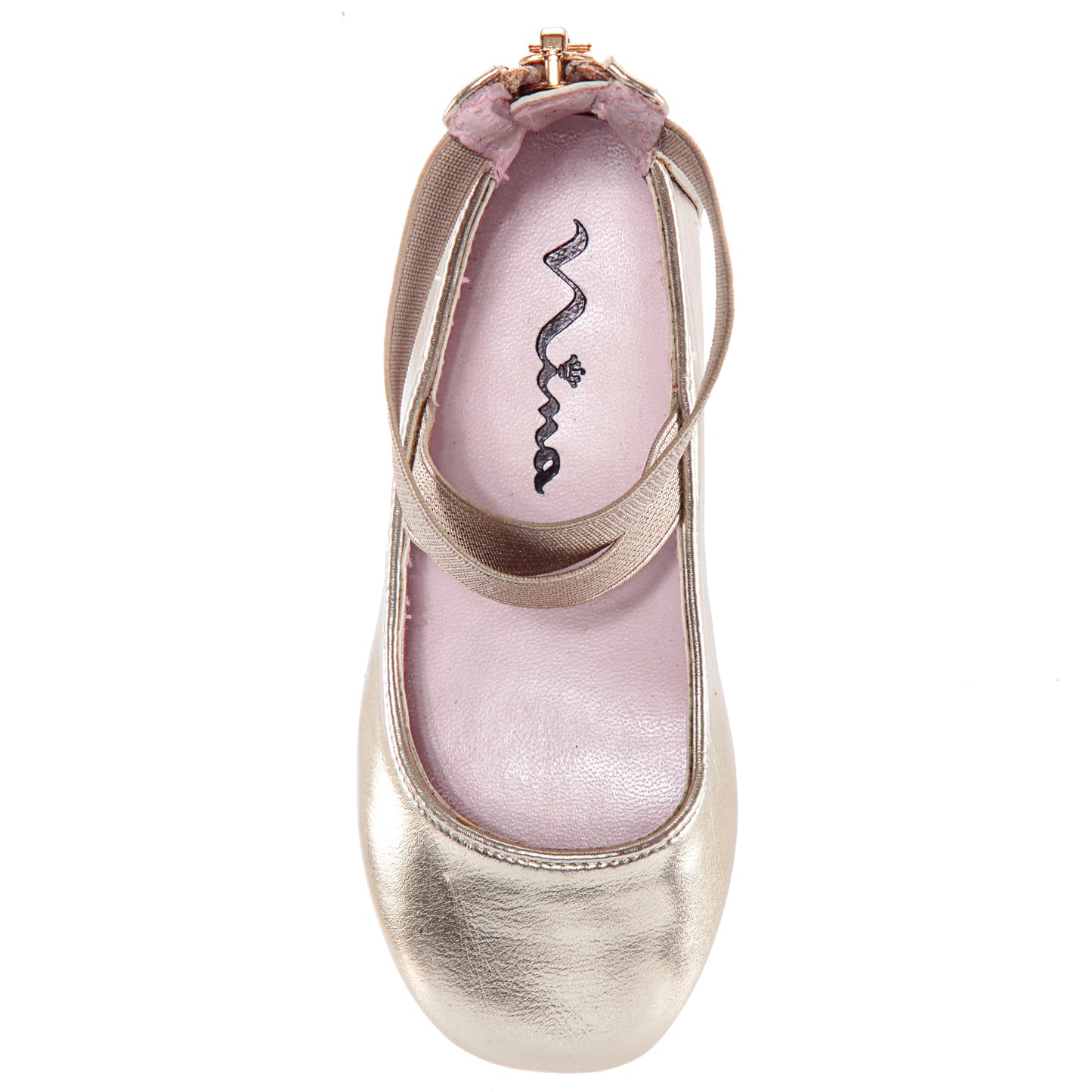 Nina Shoes Girls Marissa platino metallic zip back ballet flats