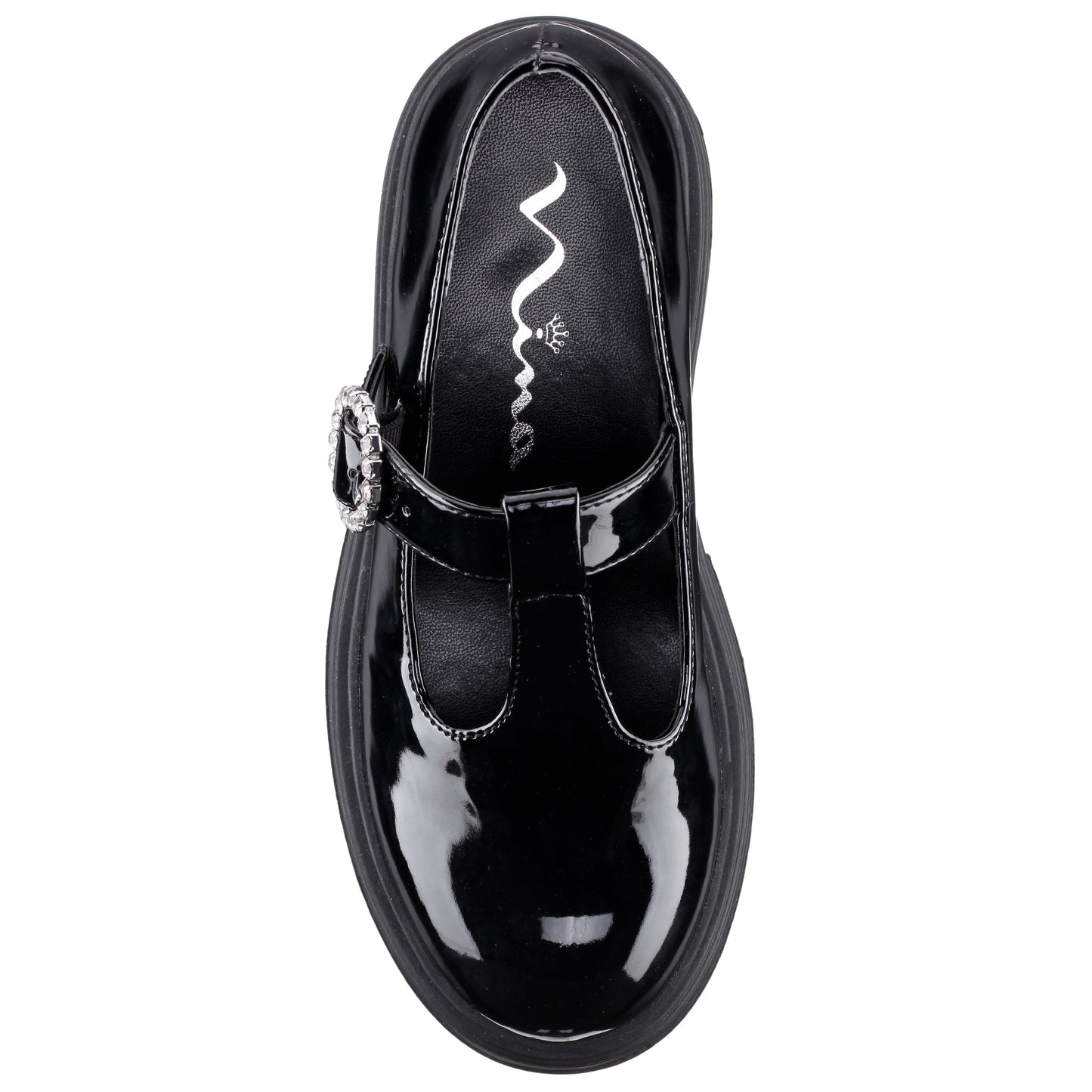 Nina Shoes Girls Stassi Black Patent T-strap school shoe