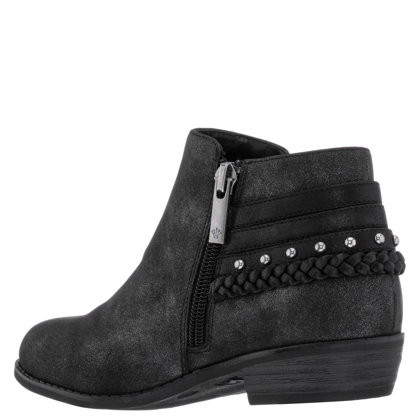 Nina Shoes Girls Kassie Black Shimmer Inside Zip Ankle Boots
