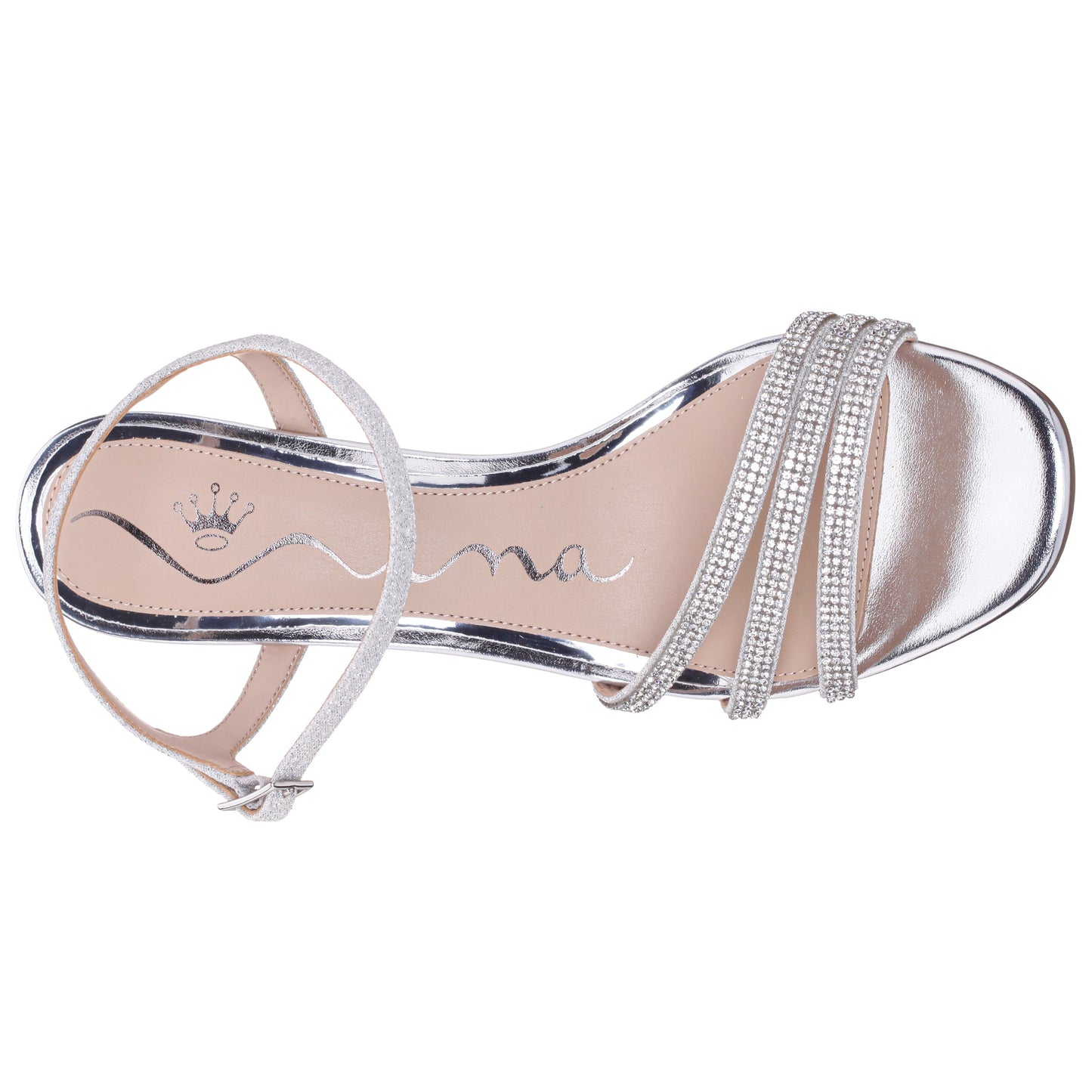 Nina Shoes Bettany Silver Metallic Mid-Heel Sandals