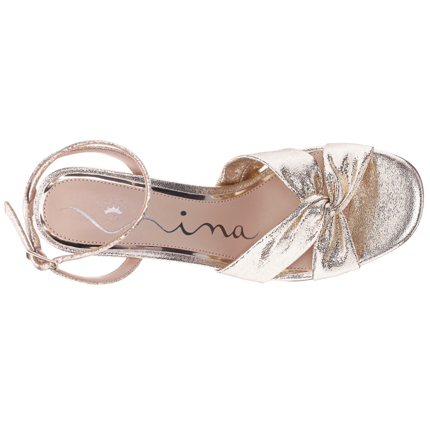 Nina Shoes Ashley Platino Shimmer Block-Heel Sandals
