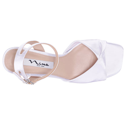 Nina Shoes Stacie White Ankle Strap High-Heel Platform Sandals