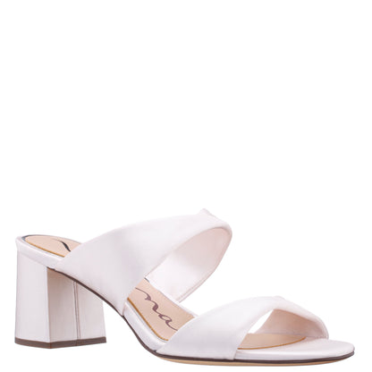 Nina Shoes Bassie White Satin Block Heel Sandal