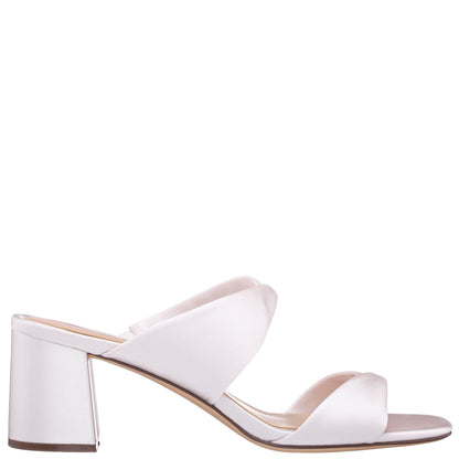 Nina Shoes Bassie White Satin Block Heel Sandal