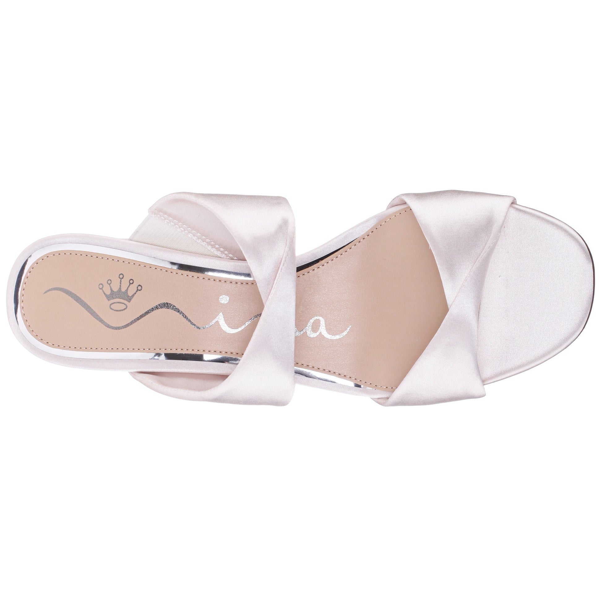 Nina Shoes Bassie White Satin Block Heel Sandal