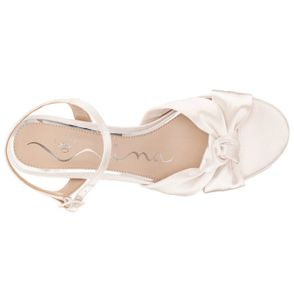 Nina Shoes Floren White Sandal Mid-Heel Platform