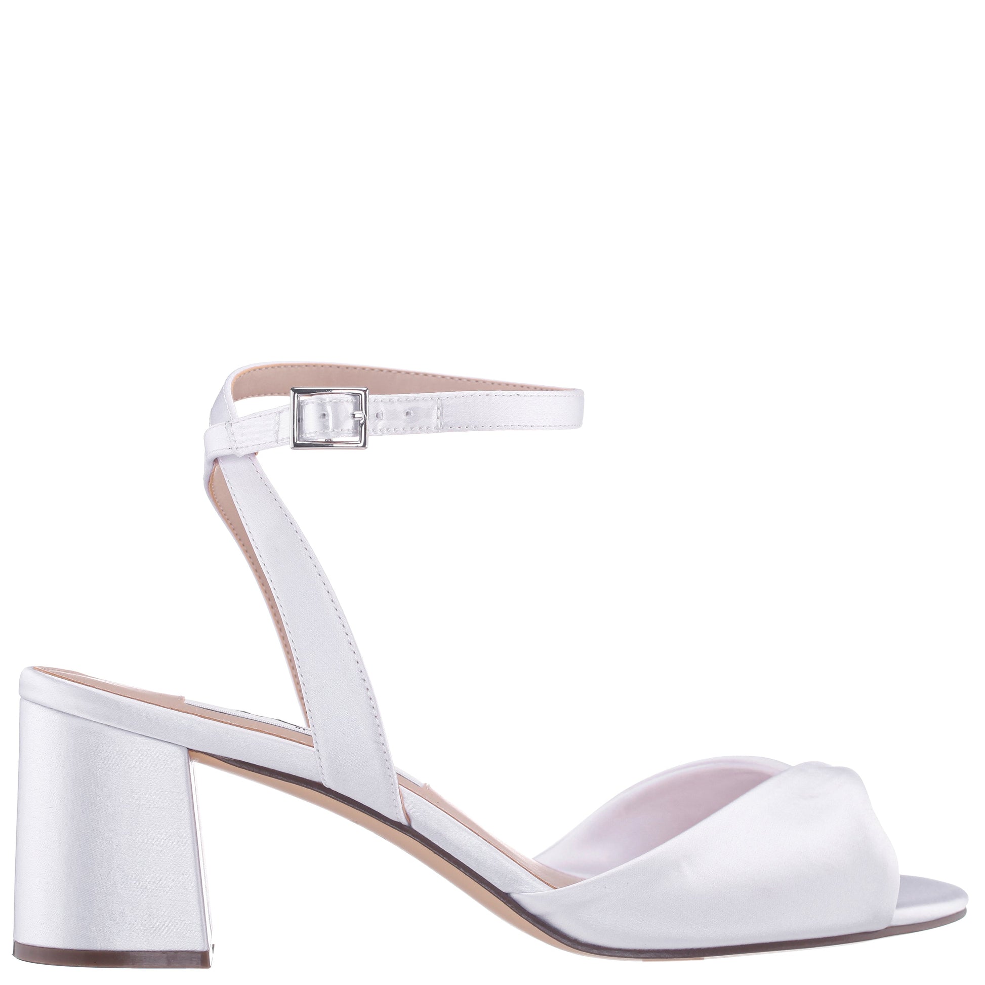 Nina Shoes Nigella White Ankle Strap Mid-Heel Sandals