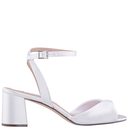 Nina Shoes Nigella White Ankle Strap Mid-Heel Sandals