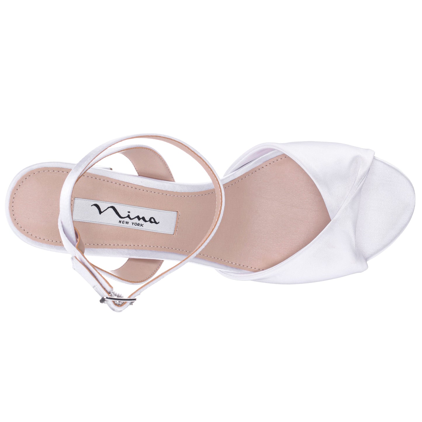 Nina Shoes Nigella White Ankle Strap Mid-Heel Sandals