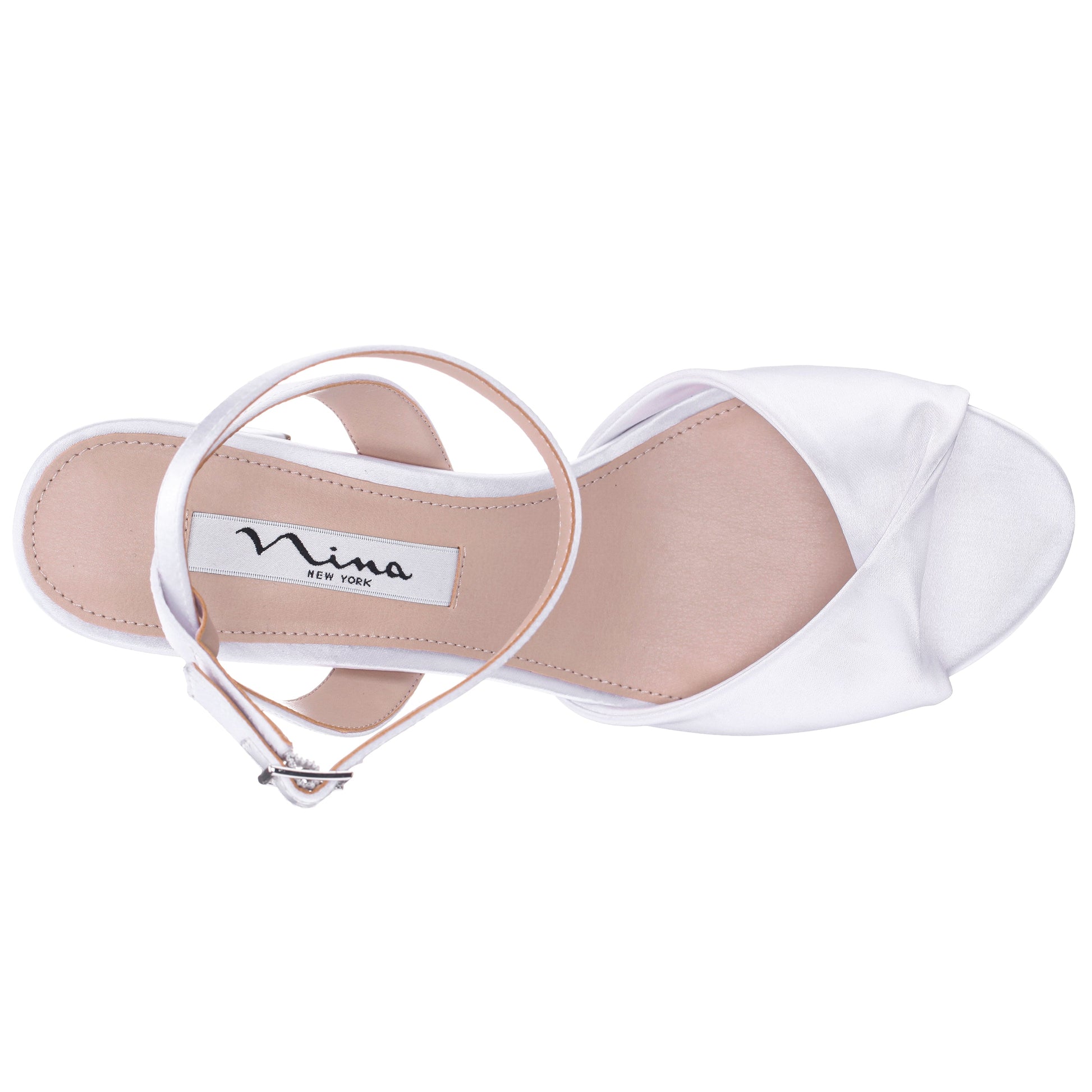 Nina Shoes Nigella White Ankle Strap Mid-Heel Sandals