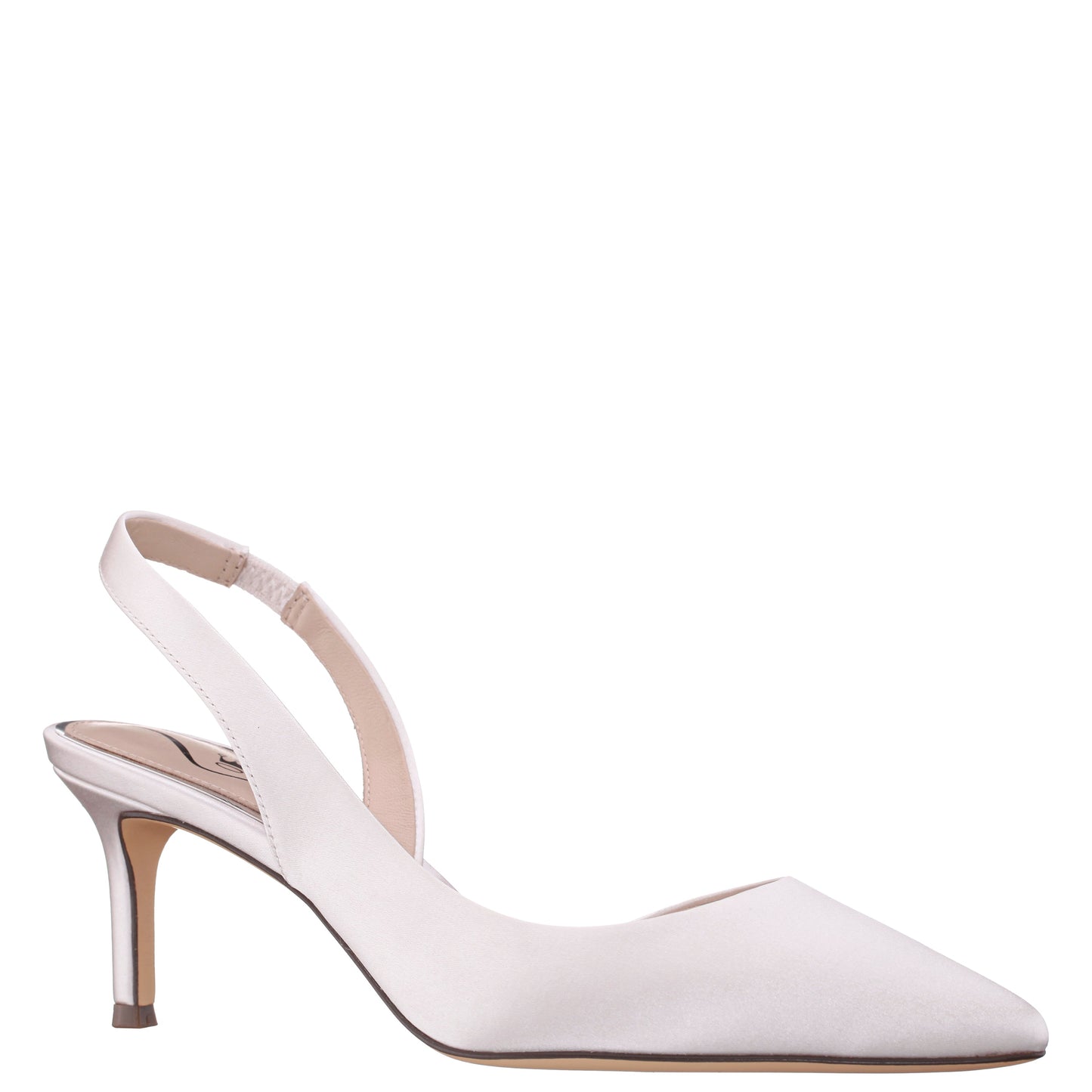 Nina Shoes Nina60s White Satin Mid-Heel Slingback Pumps