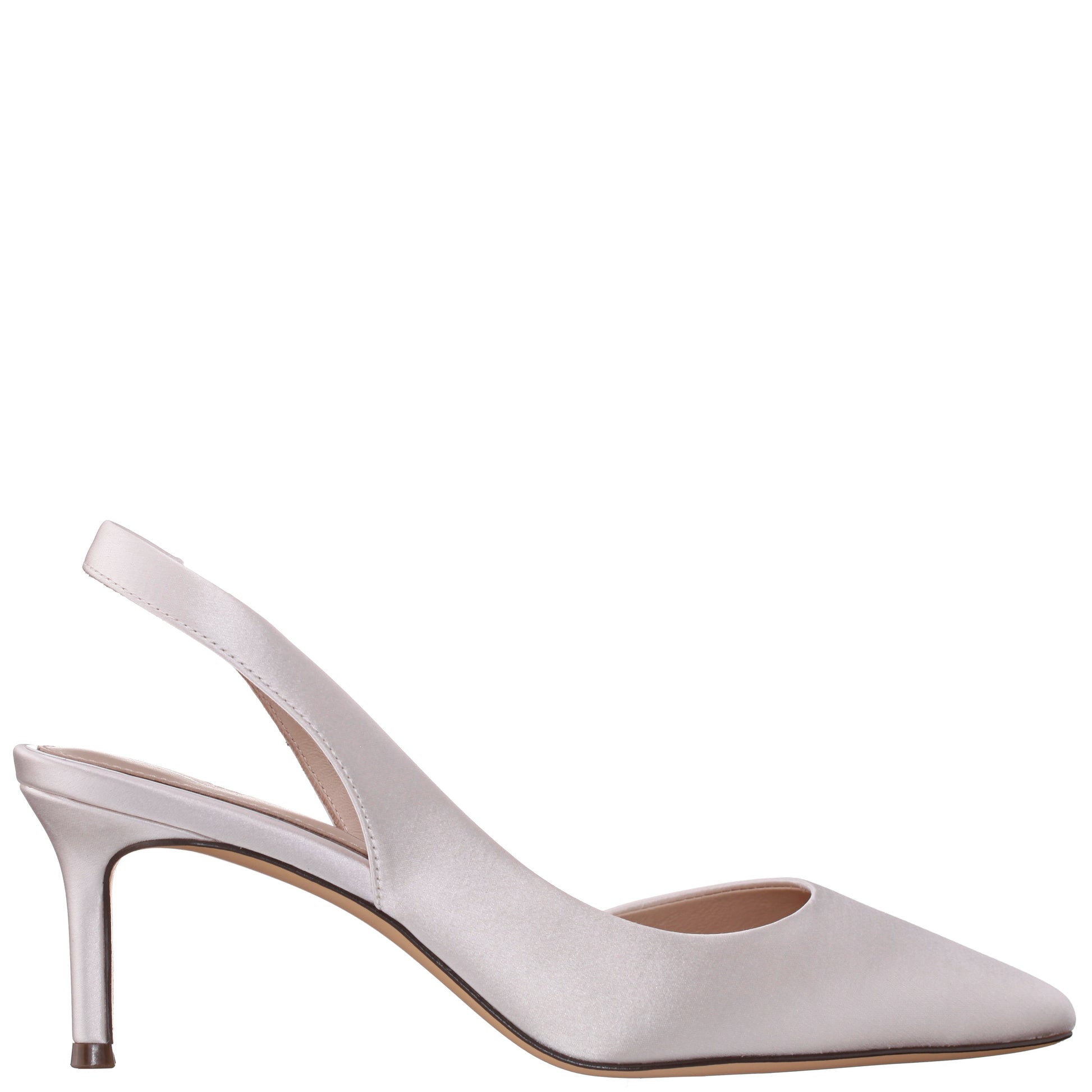 Nina Shoes Nina60s White Satin Mid-Heel Slingback Pumps
