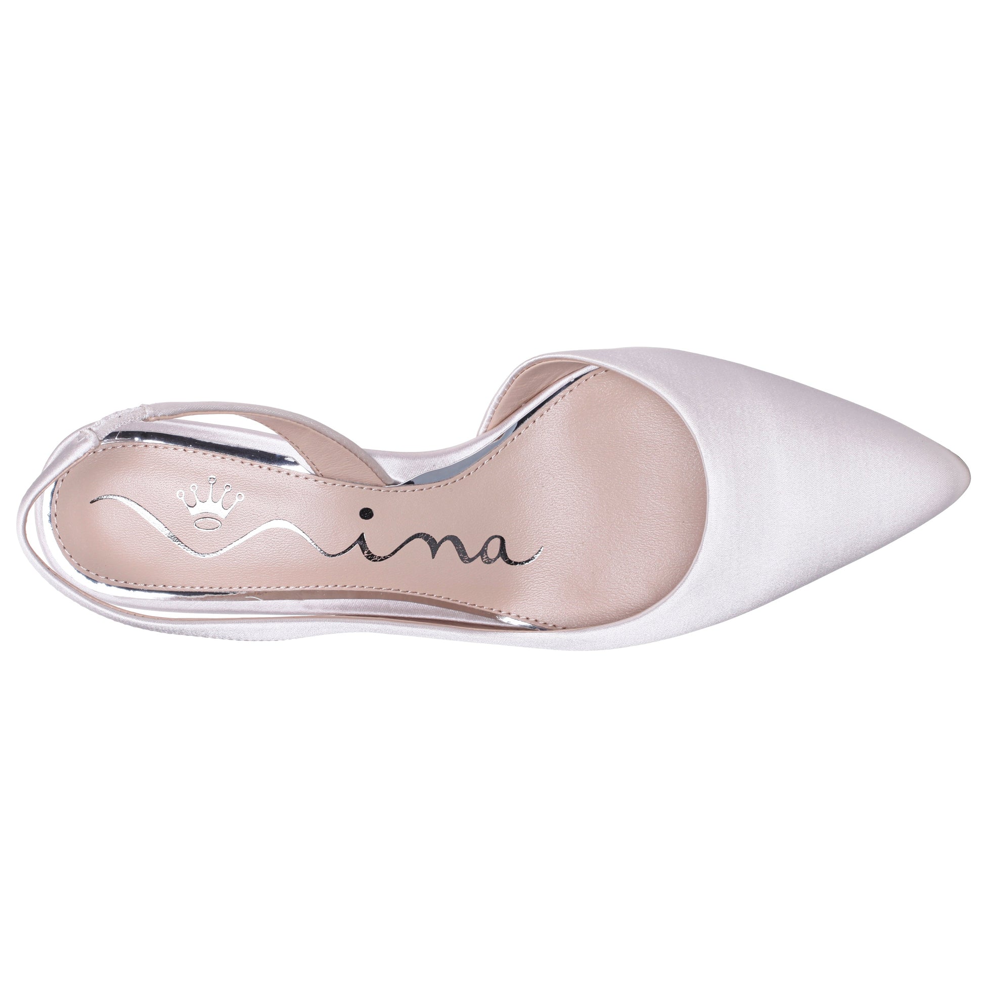 Nina Shoes Nina60s White Satin Mid-Heel Slingback Pumps