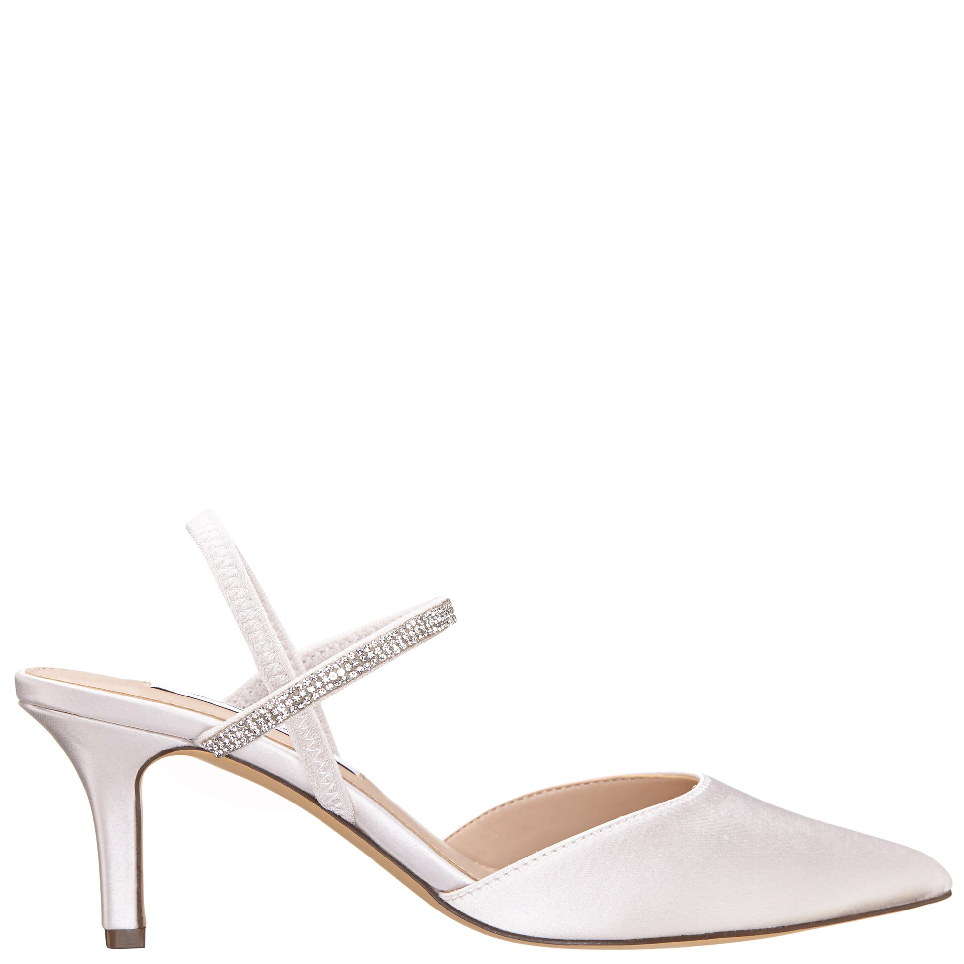 Nina Shoes Billie White Satin Mid-Heel Pumps