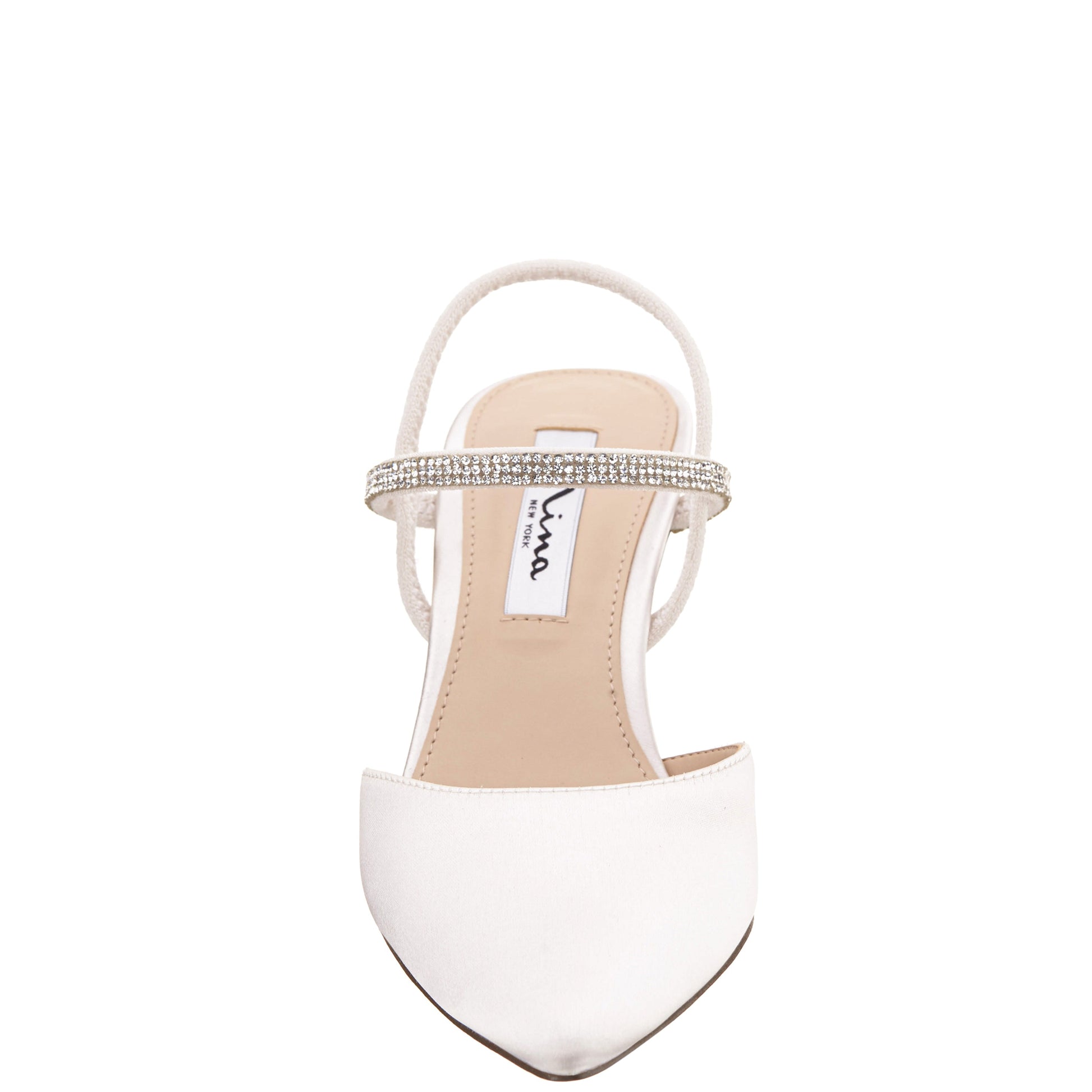Nina Shoes Billie White Satin Mid-Heel Pumps