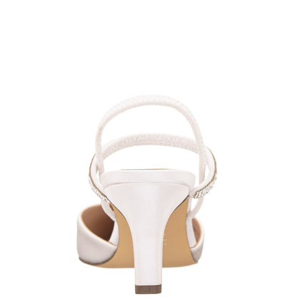 Nina Shoes Billie White Satin Mid-Heel Pumps