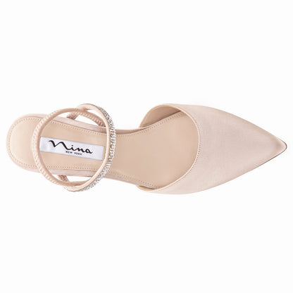Nina Shoes Billie Pearl Rose Satin Mid-Heel Pumps