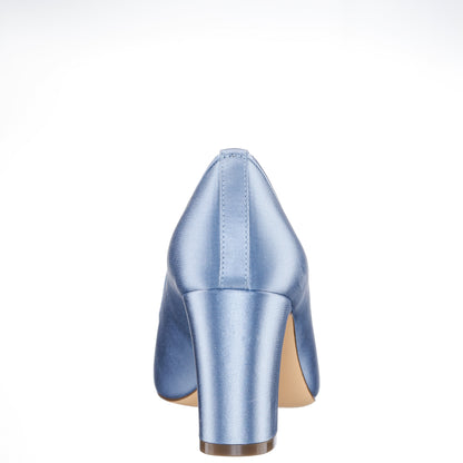 Nina Shoes Giovia Blue Satin Block Heel Pump