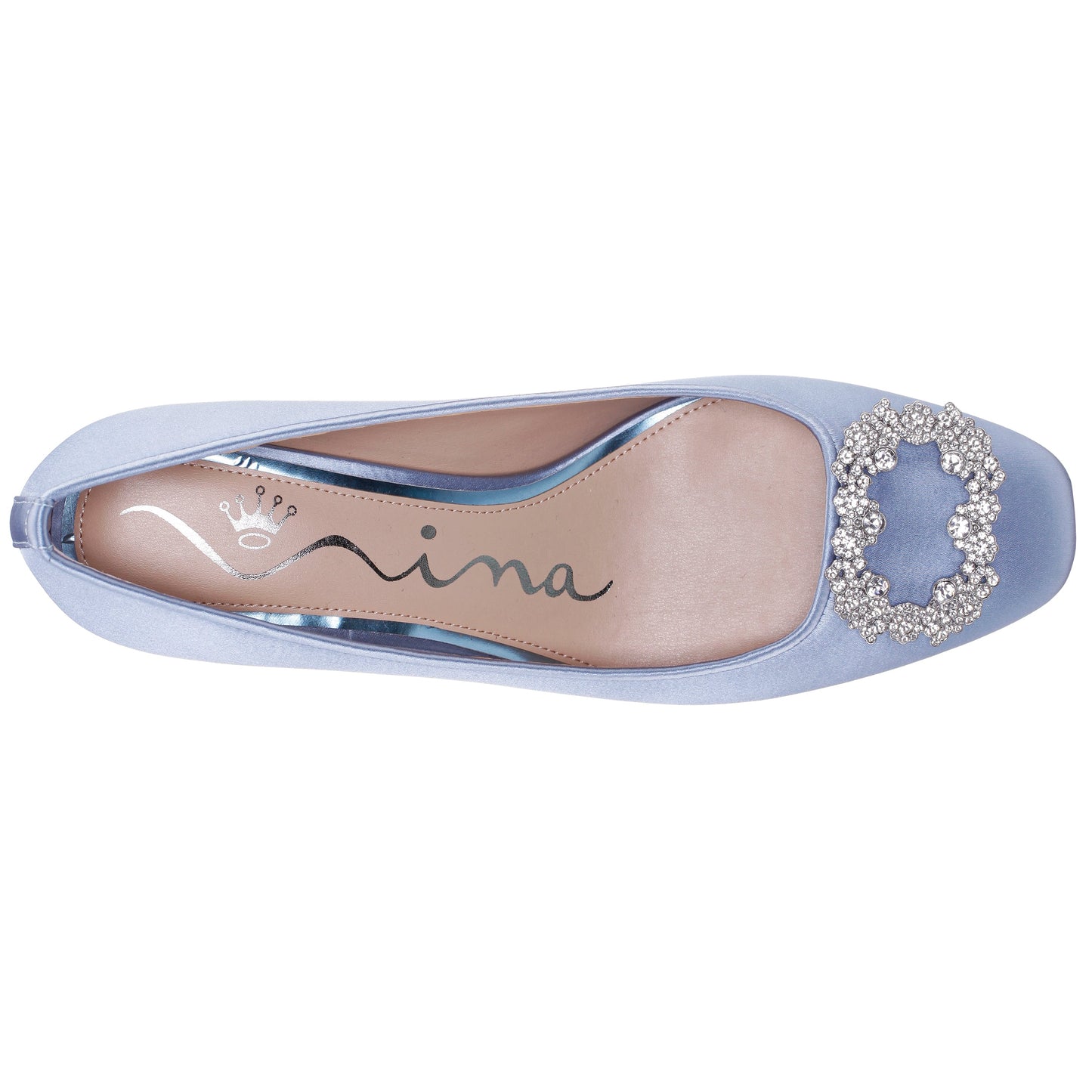 Nina Shoes Giovia Blue Satin Block Heel Pump