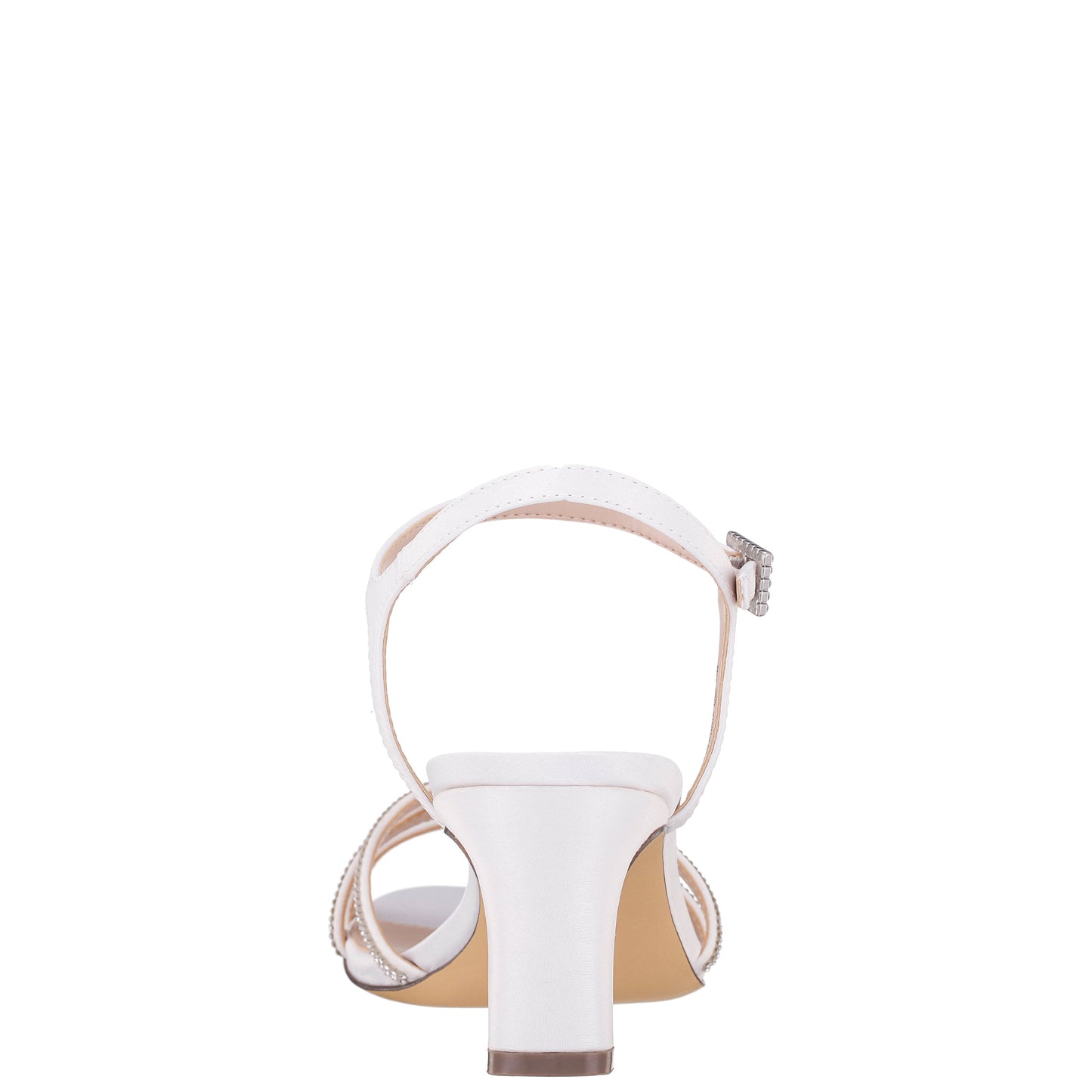 Nina Shoes Bobby White Satin Mid-Heel Sandals