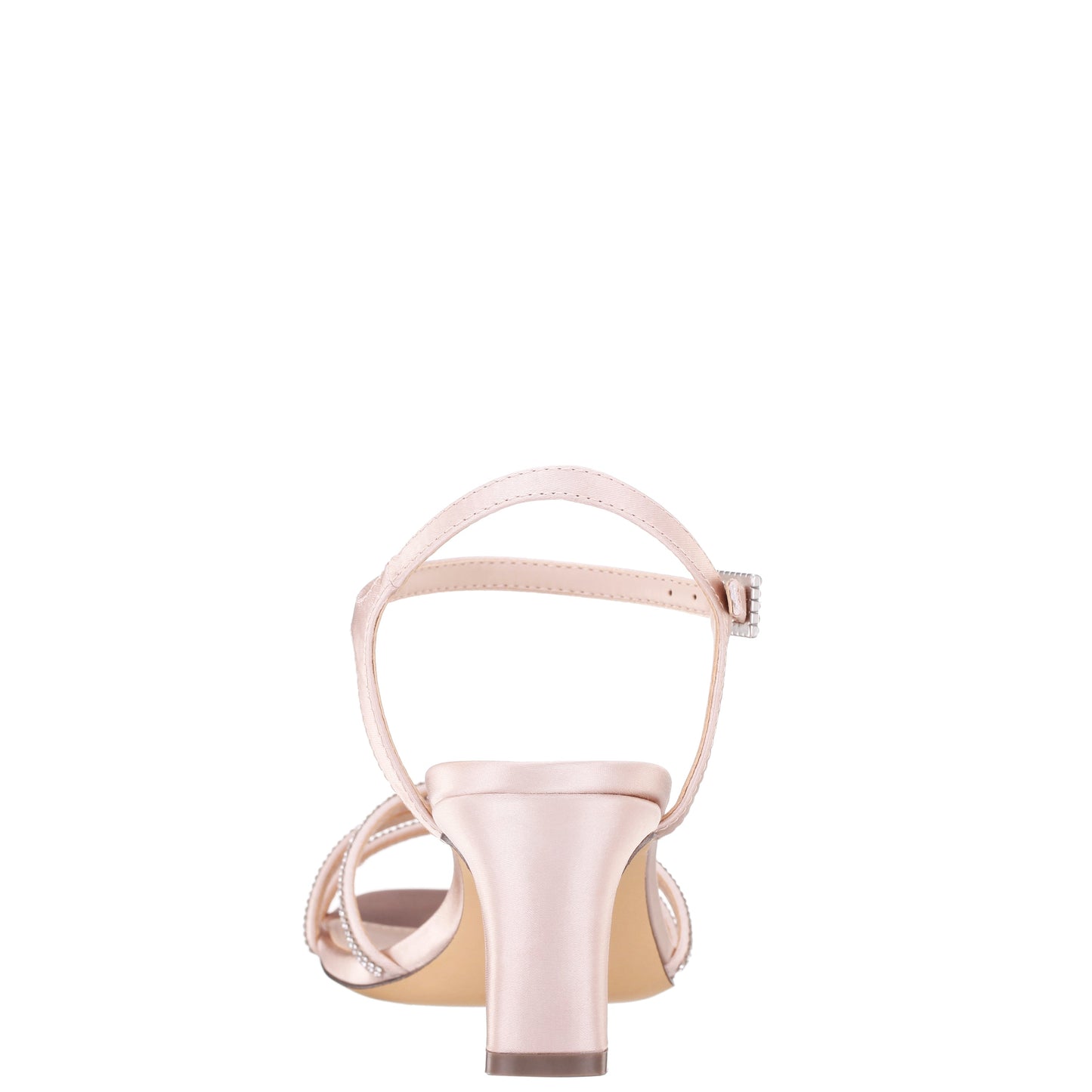 Nina Shoes Bobby Pearl Rose Satin Mid-Heel Sandals with Ankle-Strap