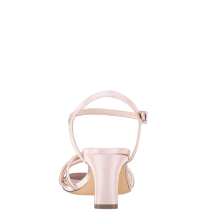 Nina Shoes Bobby Pearl Rose Satin Mid-Heel Sandals with Ankle-Strap