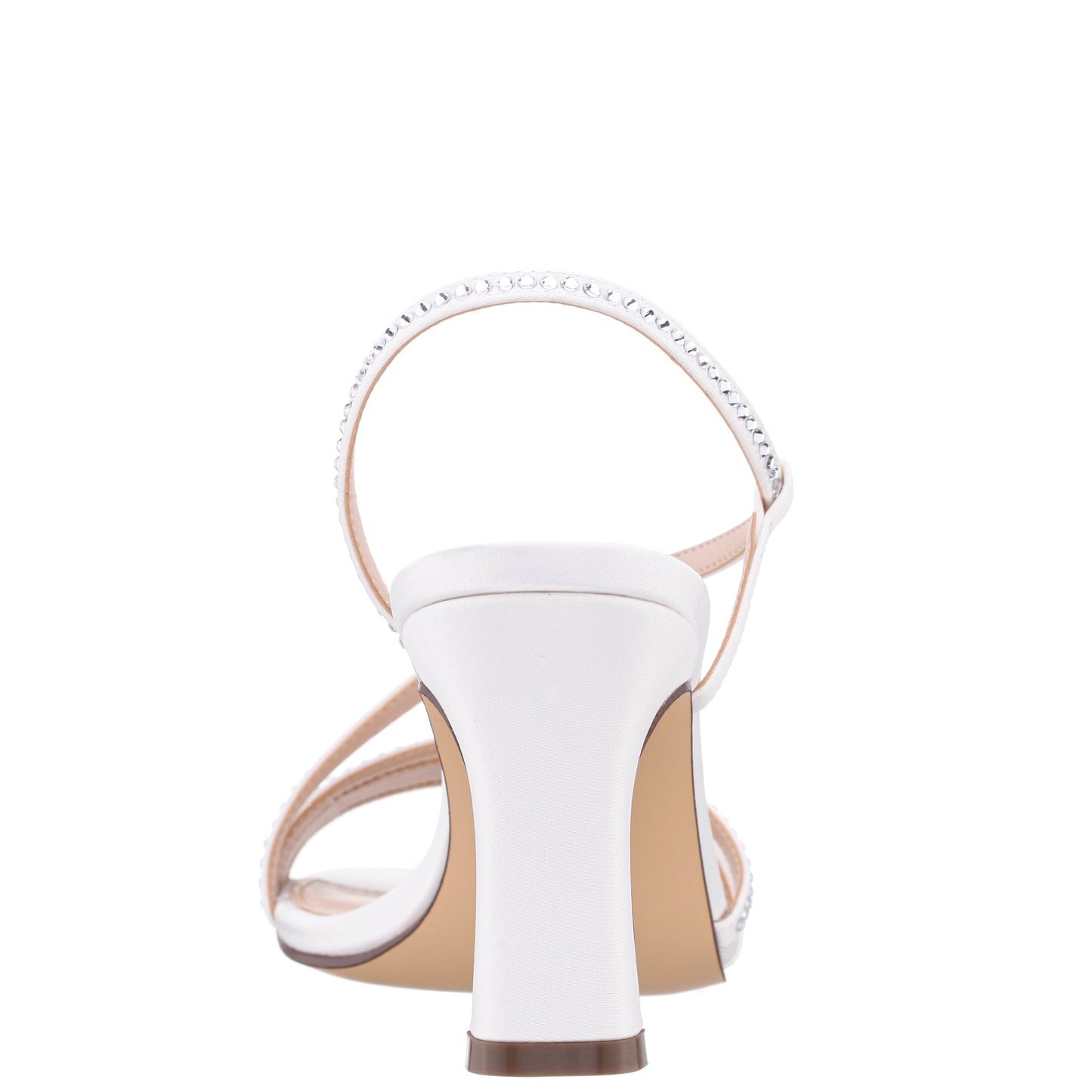 Nina Shoes Abbi White Satin Mid-Heel Sandal