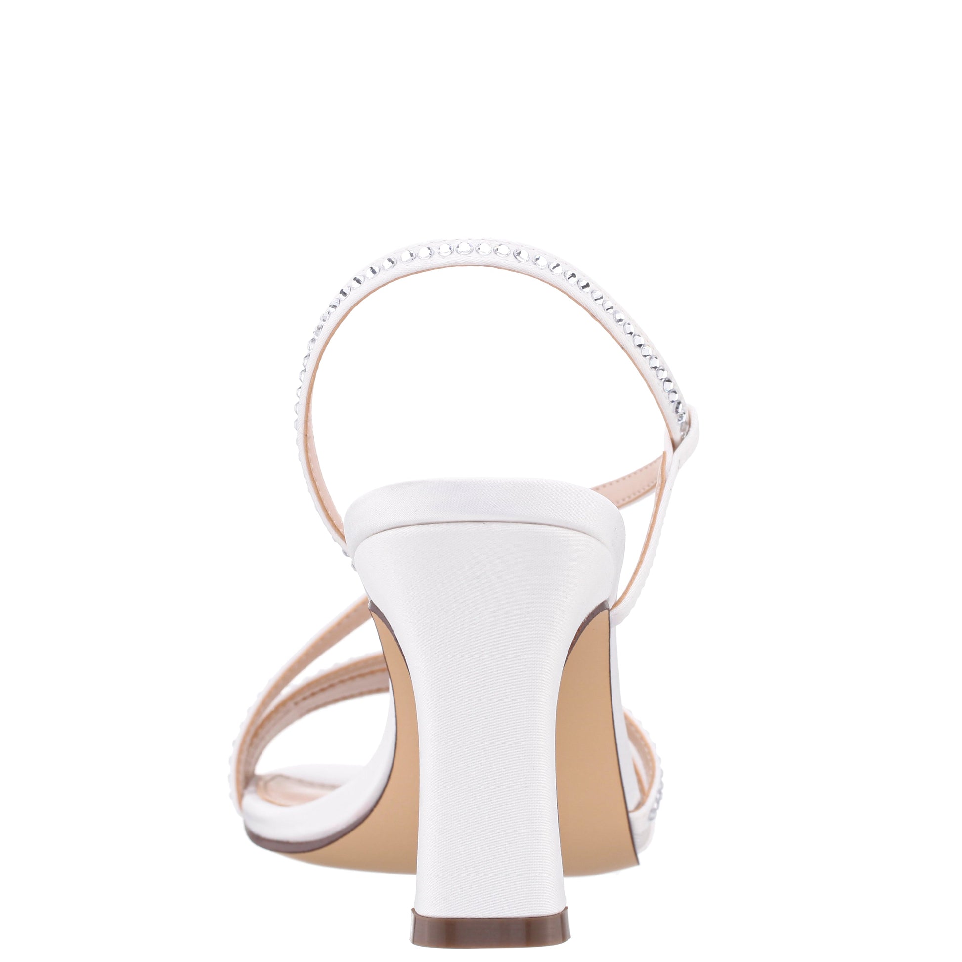 Nina Shoes Abbi White Satin Mid-Heel Sandal
