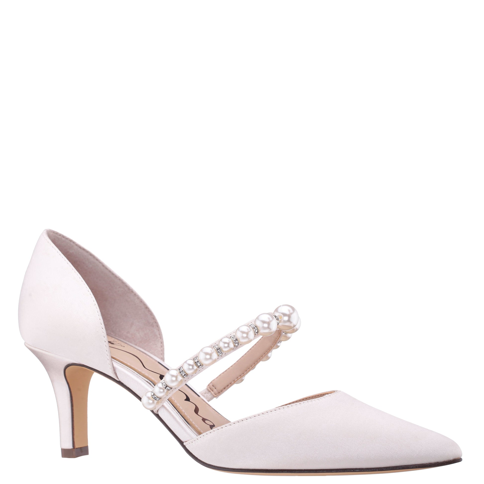Nina Shoes Blair White Satin Mid-Heel Pumps