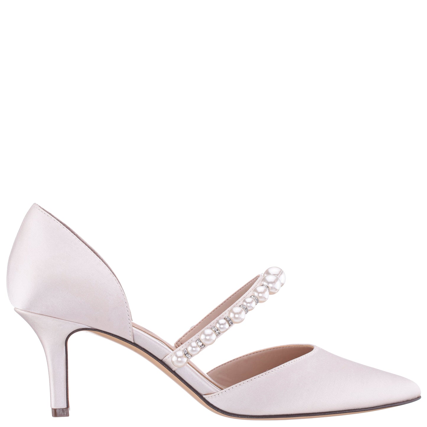 Nina Shoes Blair White Satin Mid-Heel Pumps